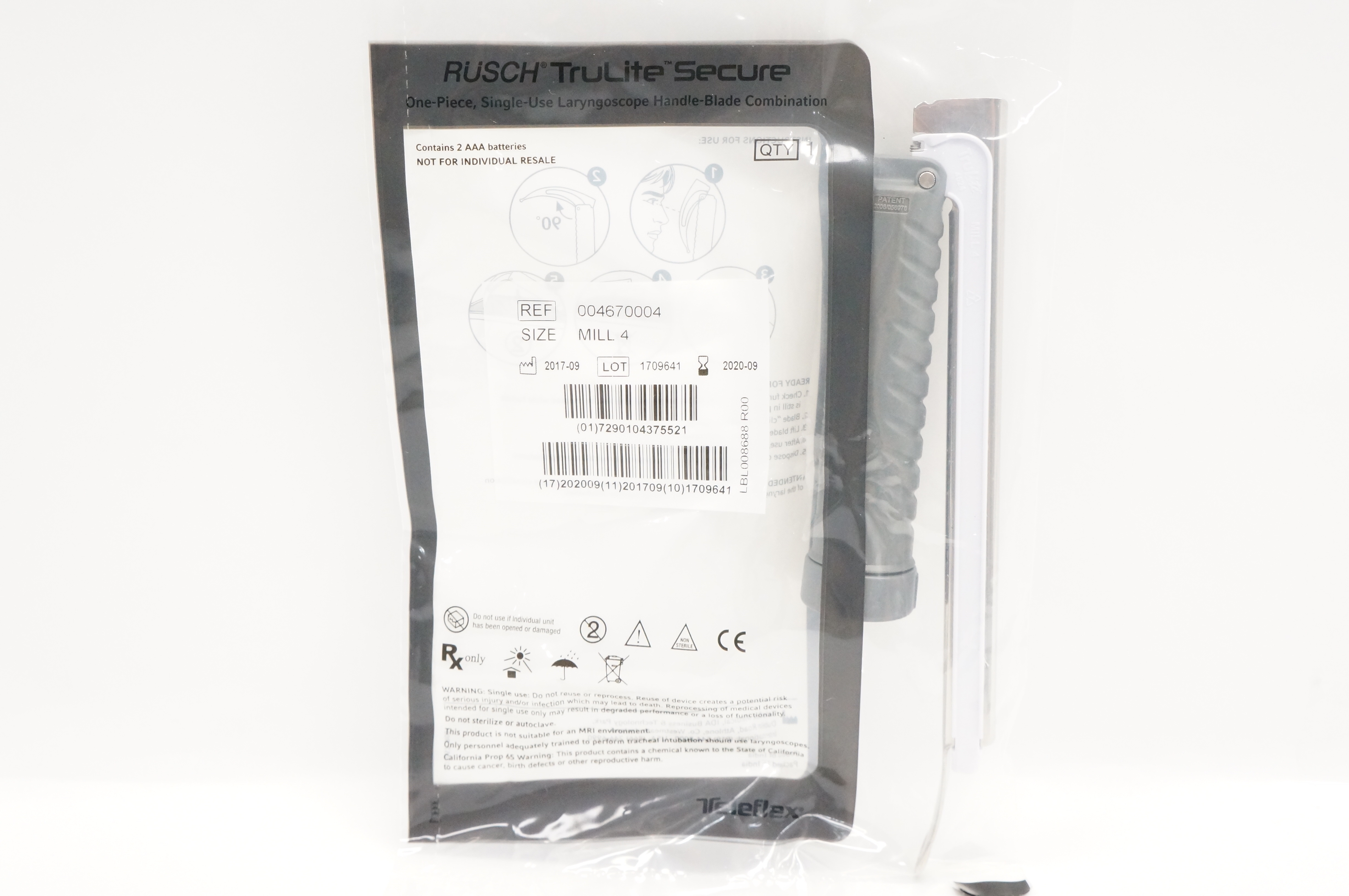 Teleflex 004670004 Rusch TruLite Laryngoscope Handle-Blade Combination Mill4 (x)