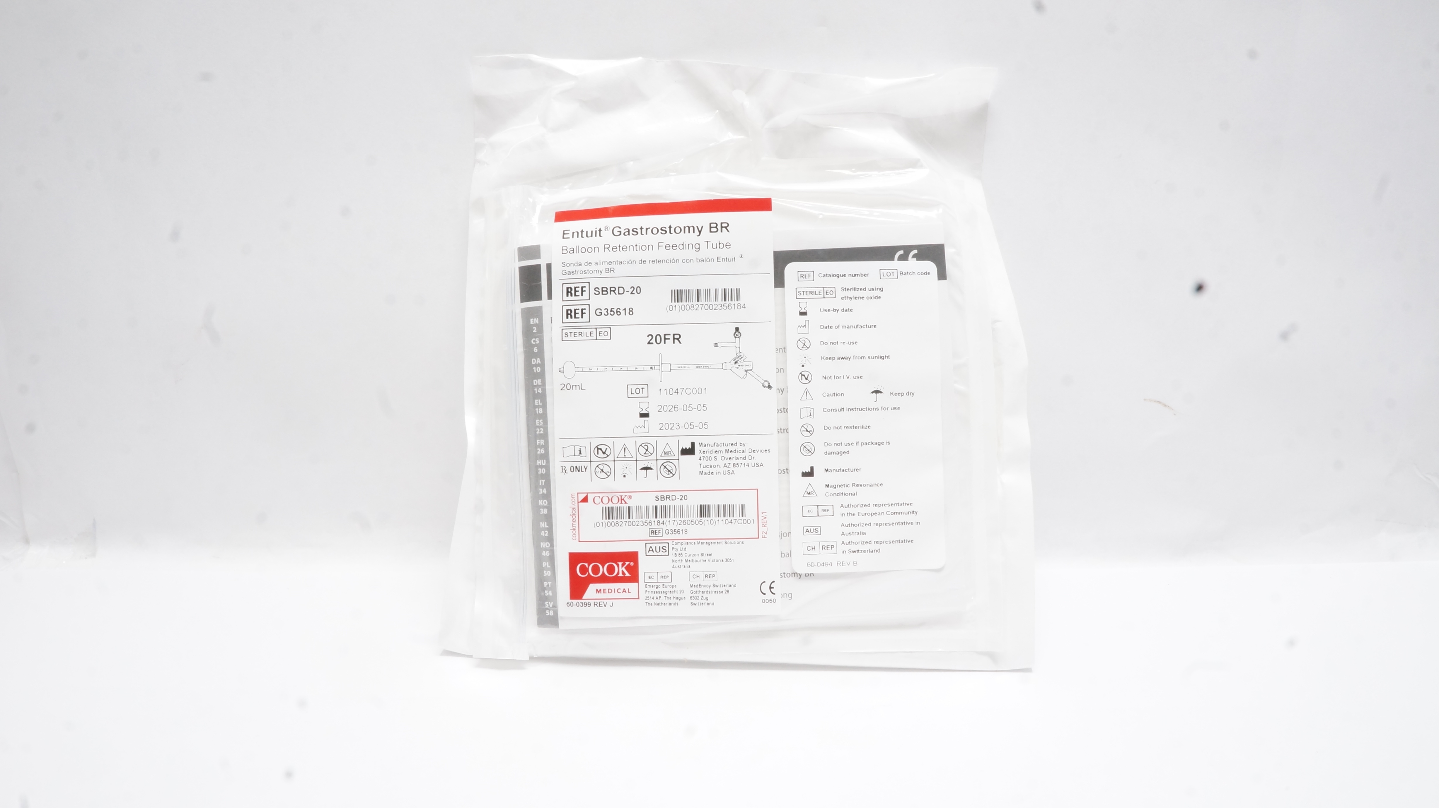 Cook Medical G35618 Entuit Gastrostomy BR Balloon Retention Feeding ...