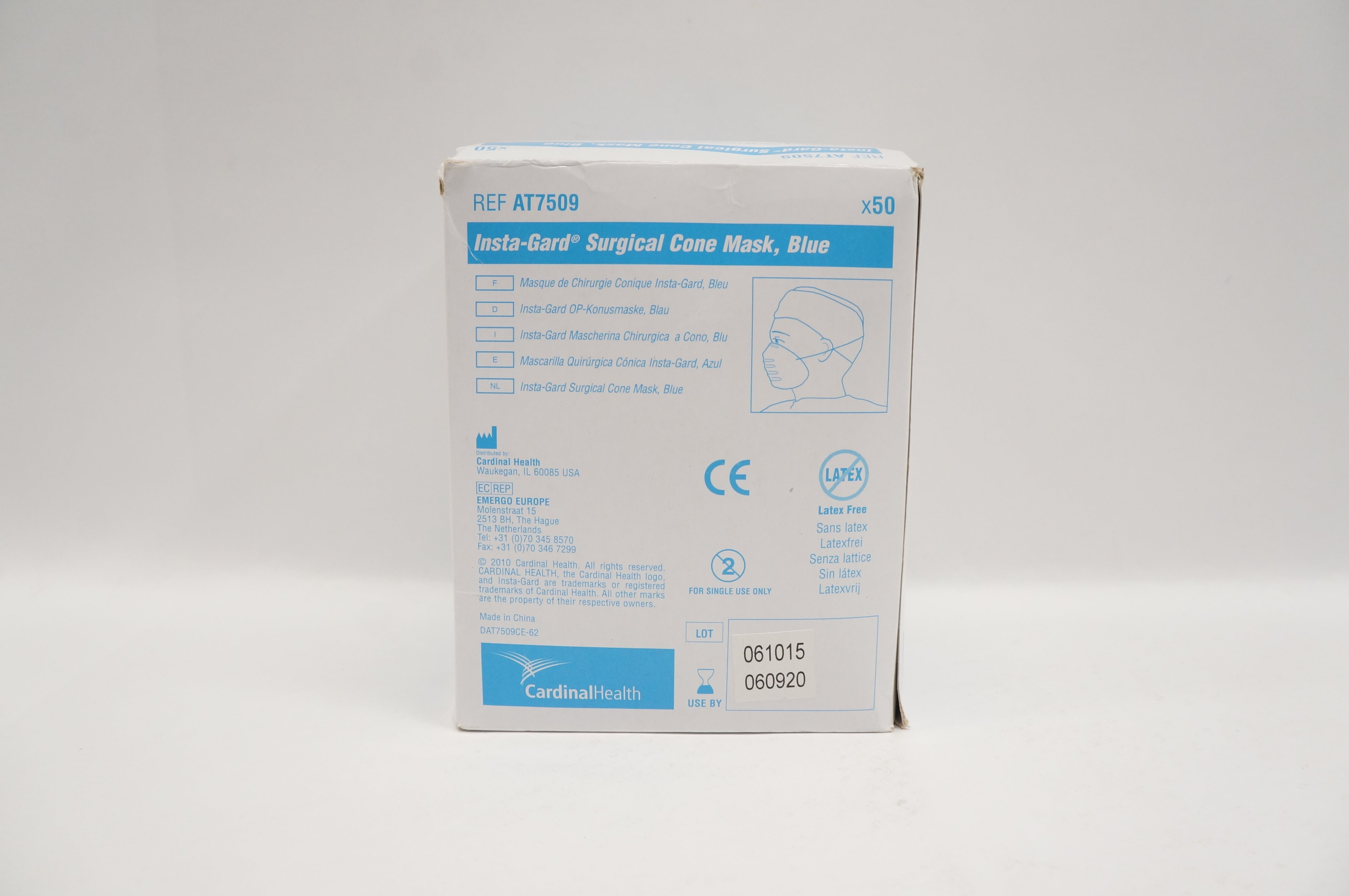 Cardinal Health AT7509 Secure-Gard Surgical Cone Mask Blue -  Box of 50 (x)