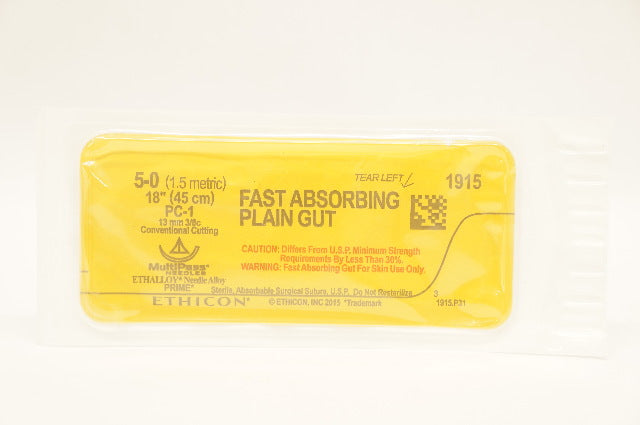 Ethicon 1915 5-0 Plain Gut Stre PC-1 13mm 3/8c Conventional Cutting, 18inch