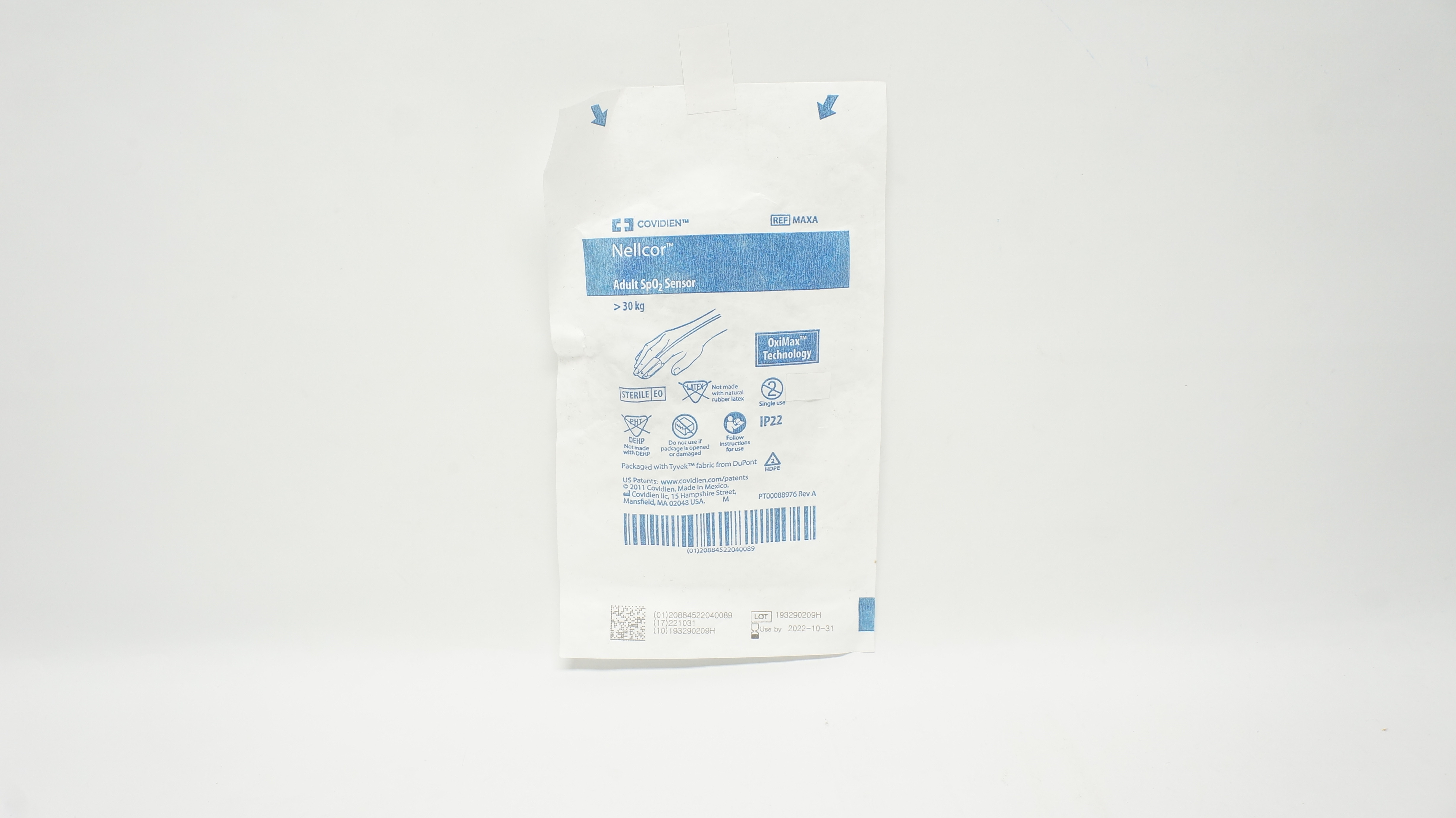 Covidien MAXA Nellcor Adult SP02 Sensor > 30 kg