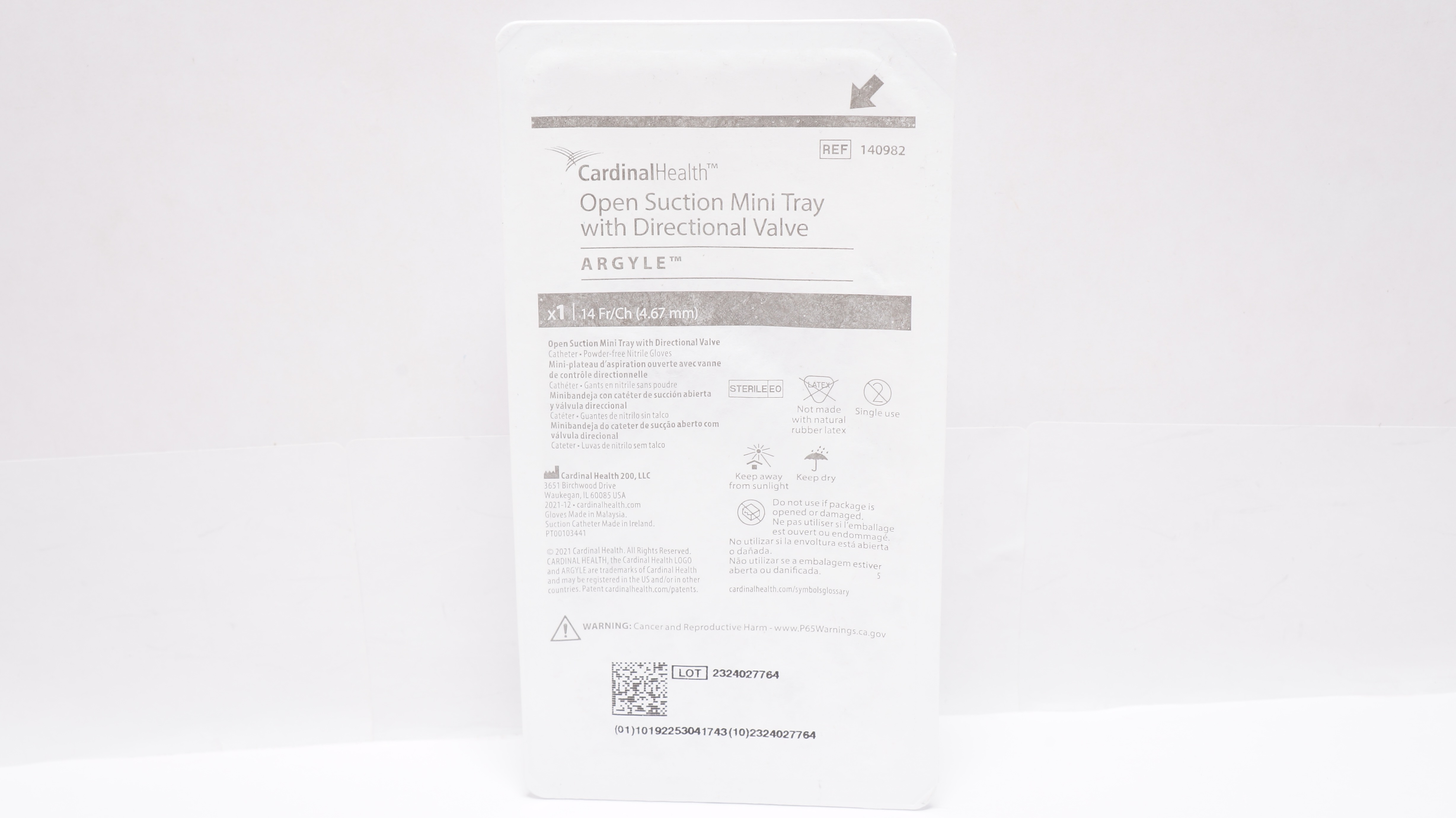 Cardinal Health 140982 Argyle Open Suction Mini Tray W/Directional