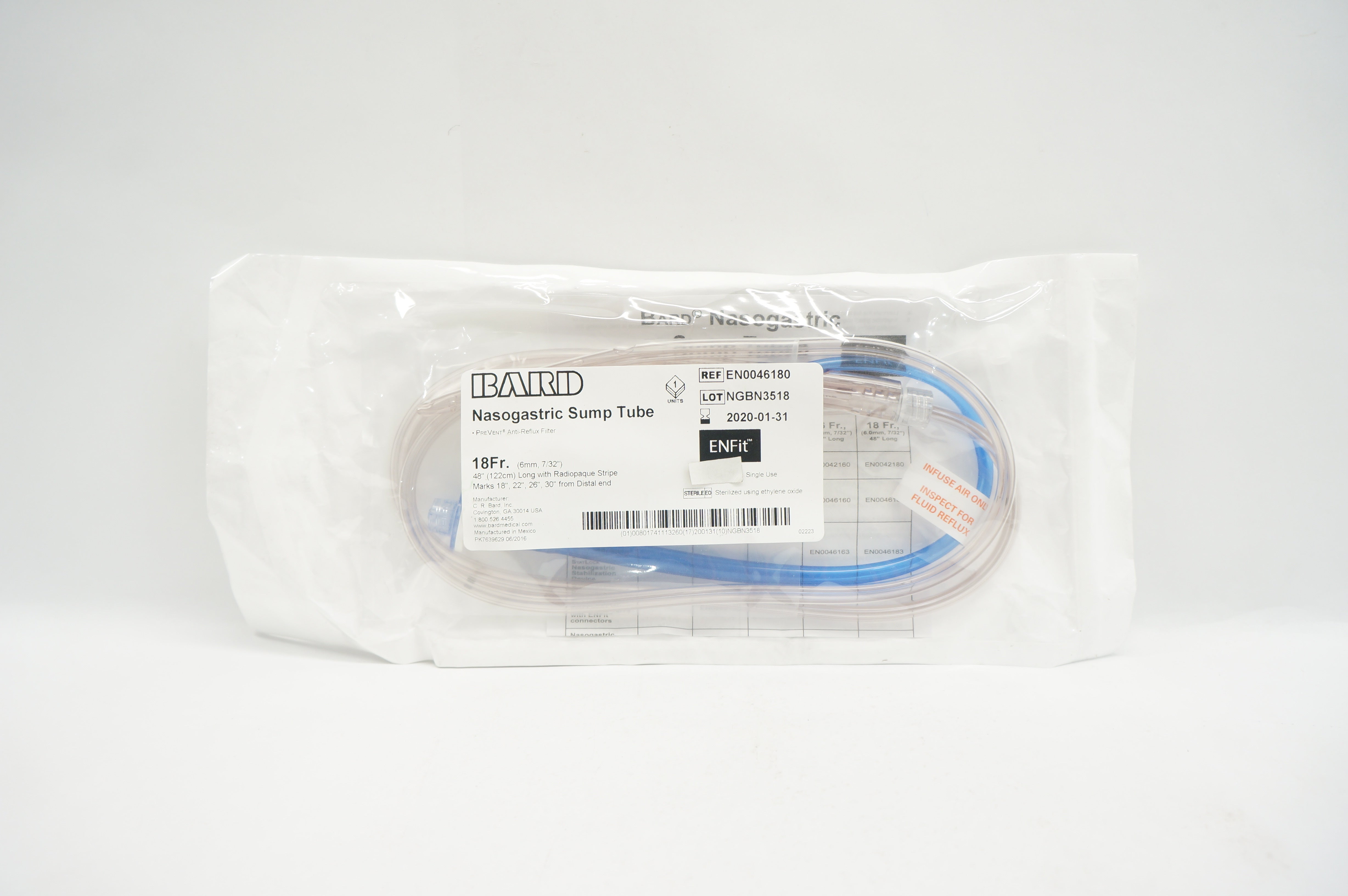 Bard  EN0046180 Nasogastric Sump Tube 18Fr (x)