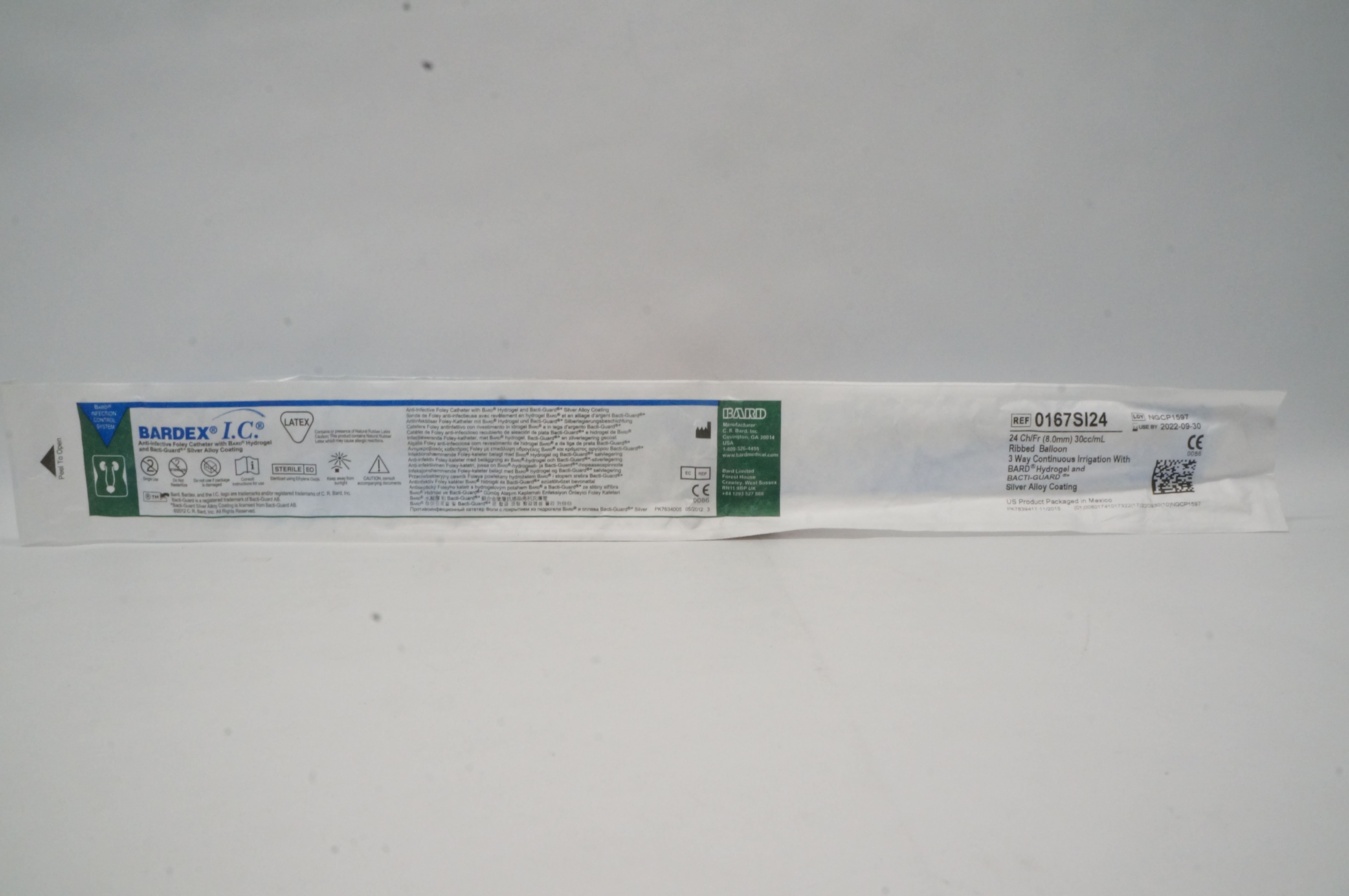Bard 0167SI24 Bardex I.C. Anti-Infective Foley Cath. 24Ch/Fr 30cc/mL (x)