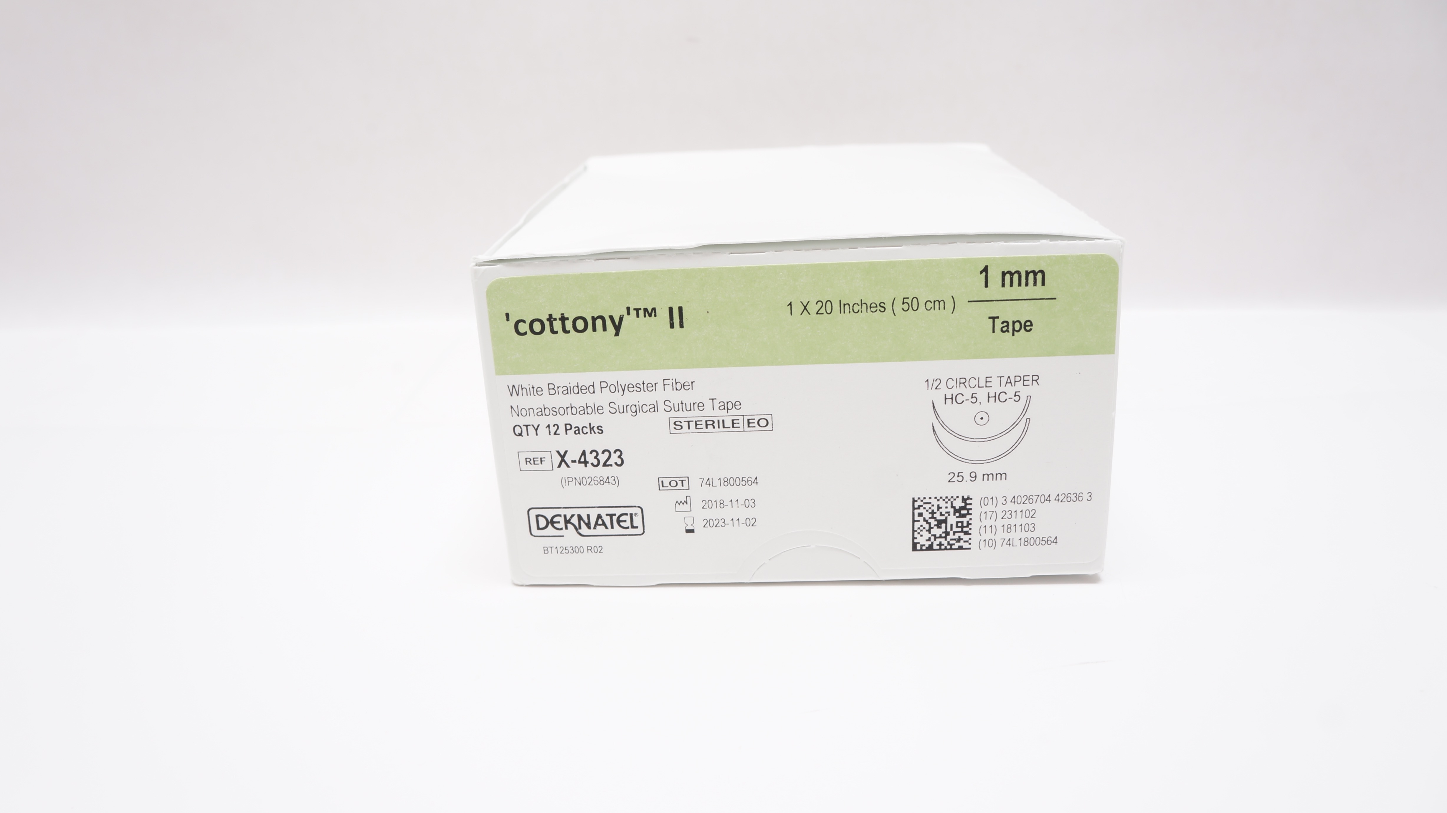 Teleflex X-4323 Deknatel Cottony II  HC-5,HC-05  Stre. Tape, 20In (x)-Box of 12