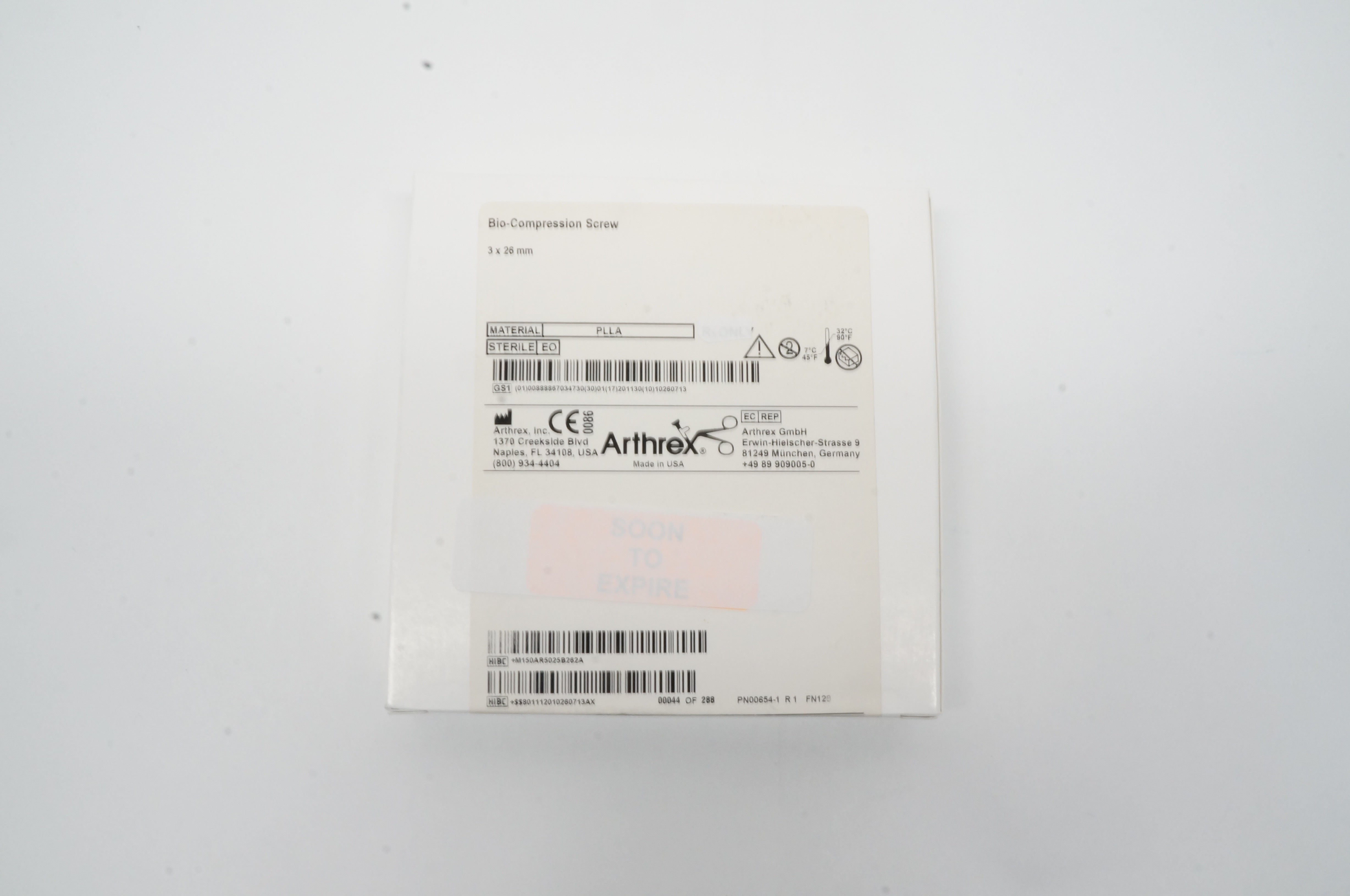 Arthrex AR-5025B-26 Bio-Compression Screw 3mm x 26mm x 3.7mm (x)