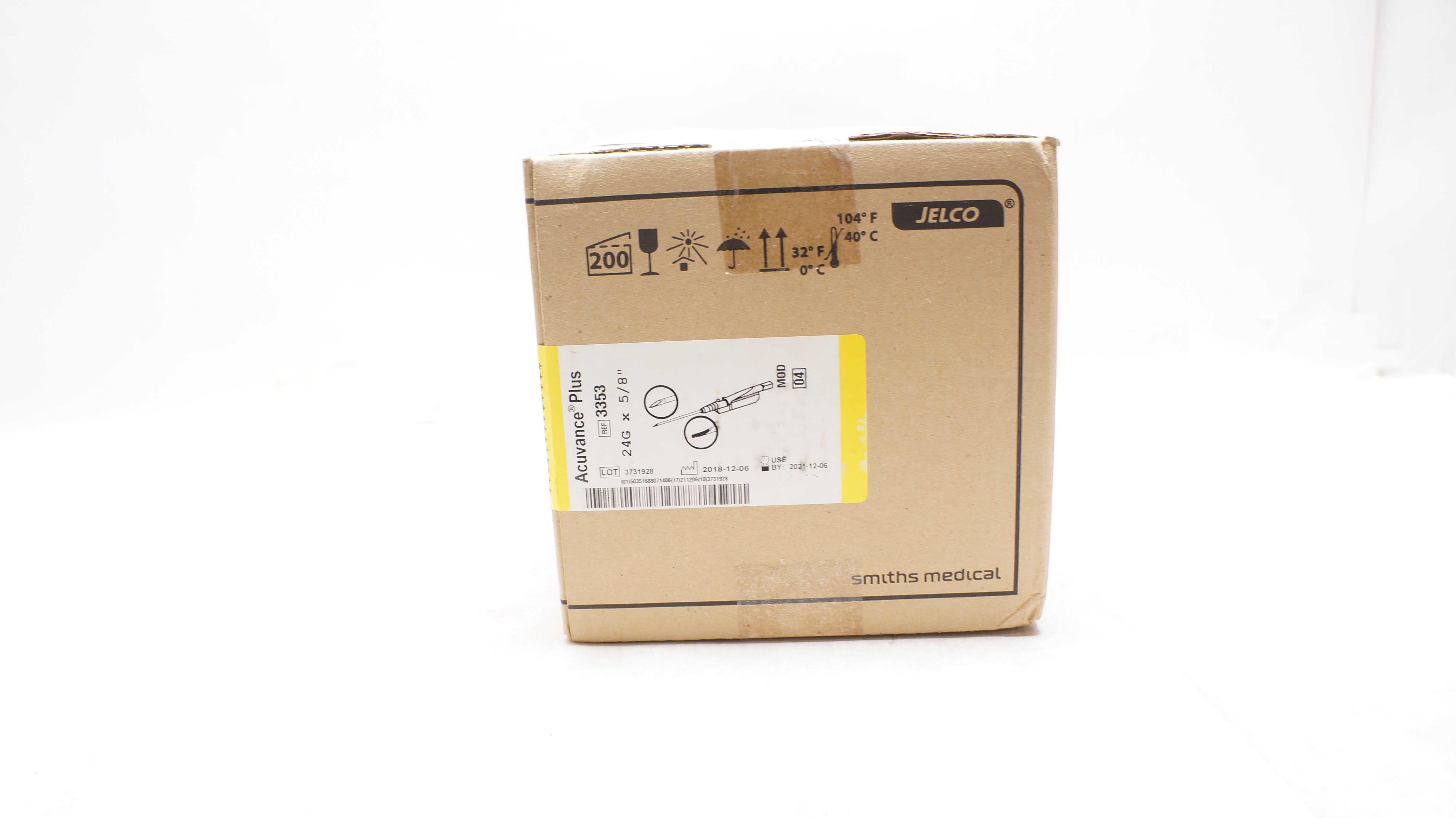 Smiths Medical 3353 Jelco Acuvance Plus 24G x 5/8inch (x) - Case of 200