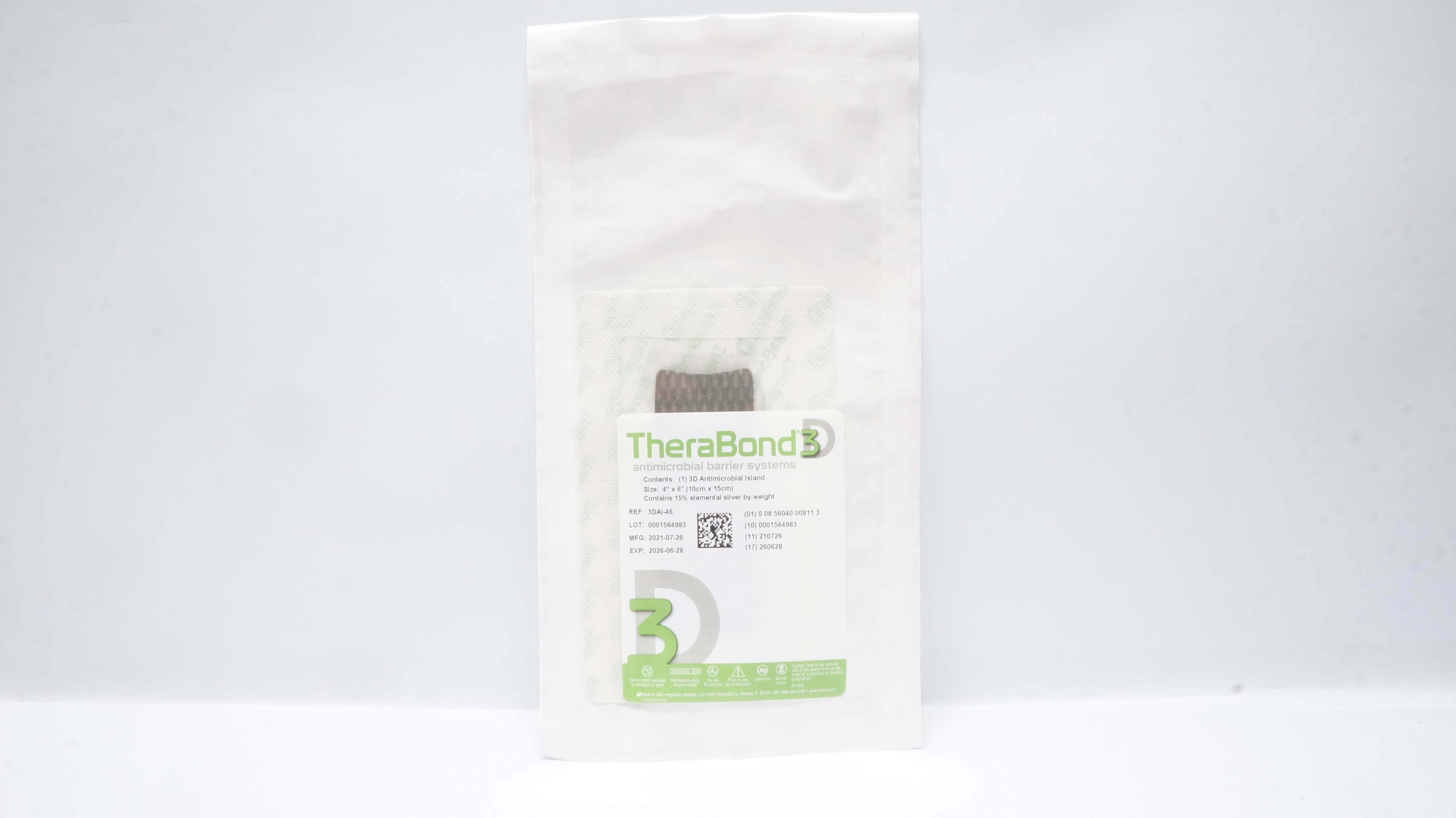 Argentum Medical 3DAI-46 TheraBond 3D Antimicrobial Island 4inch x 6inch