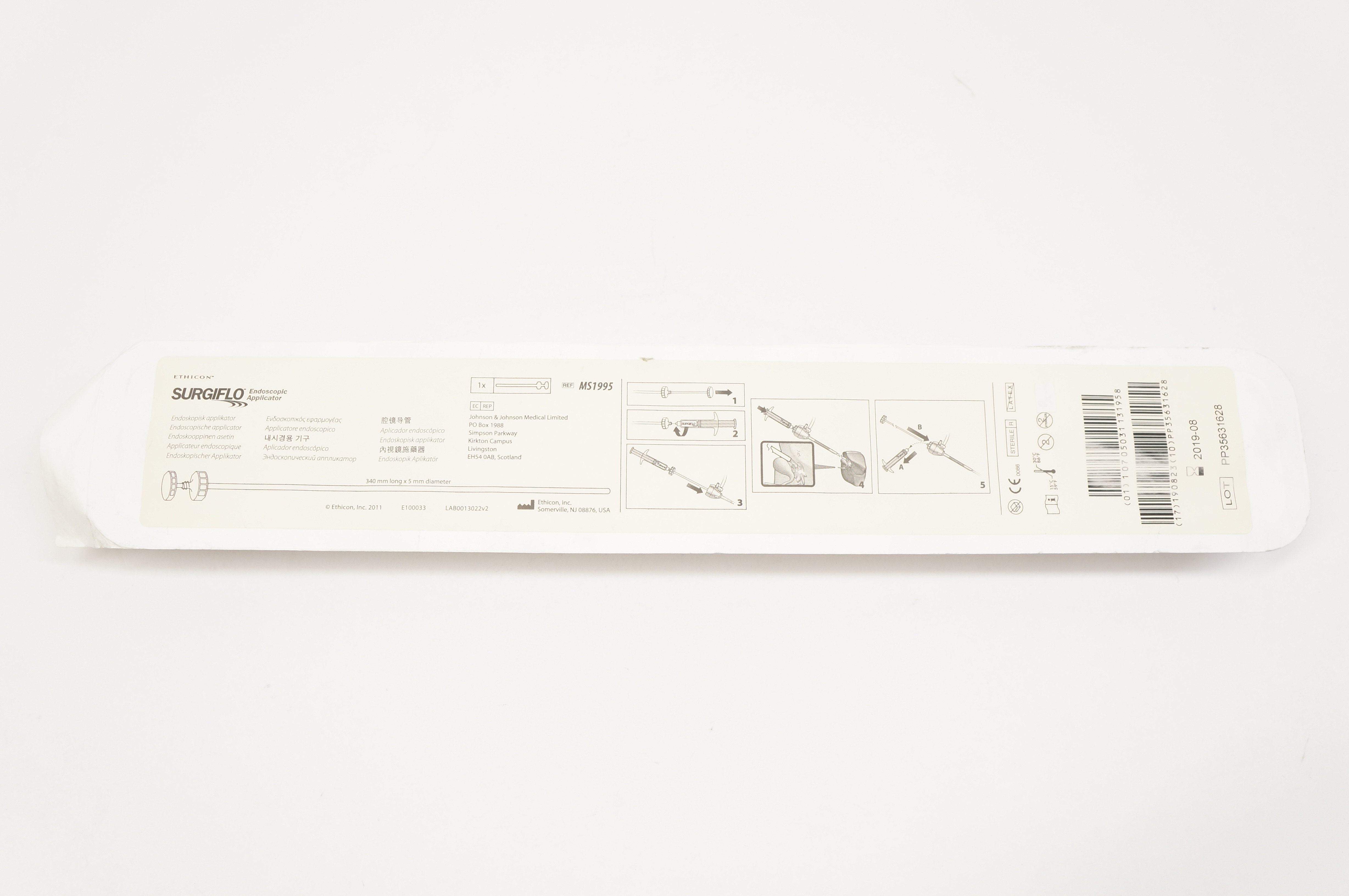 Ethicon MS1995 SURGIFLO Endoscopic Applicator 340mm x 5mm (x)