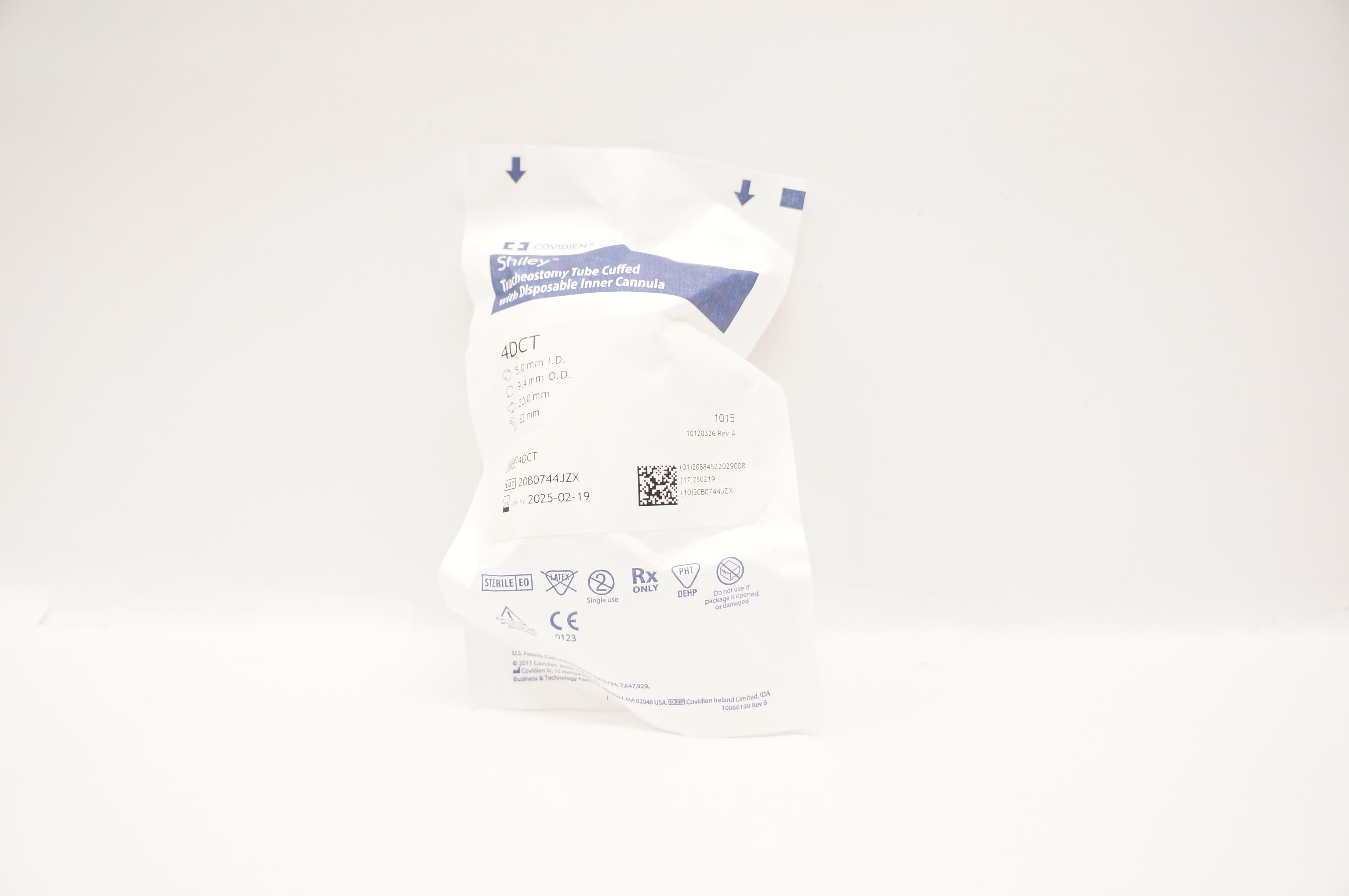 Covidien 4DCT Shiley Tracheostomy Tube Cuffed 5.0 I.D. x 9.4 O.D. x 20.0 x 62mm