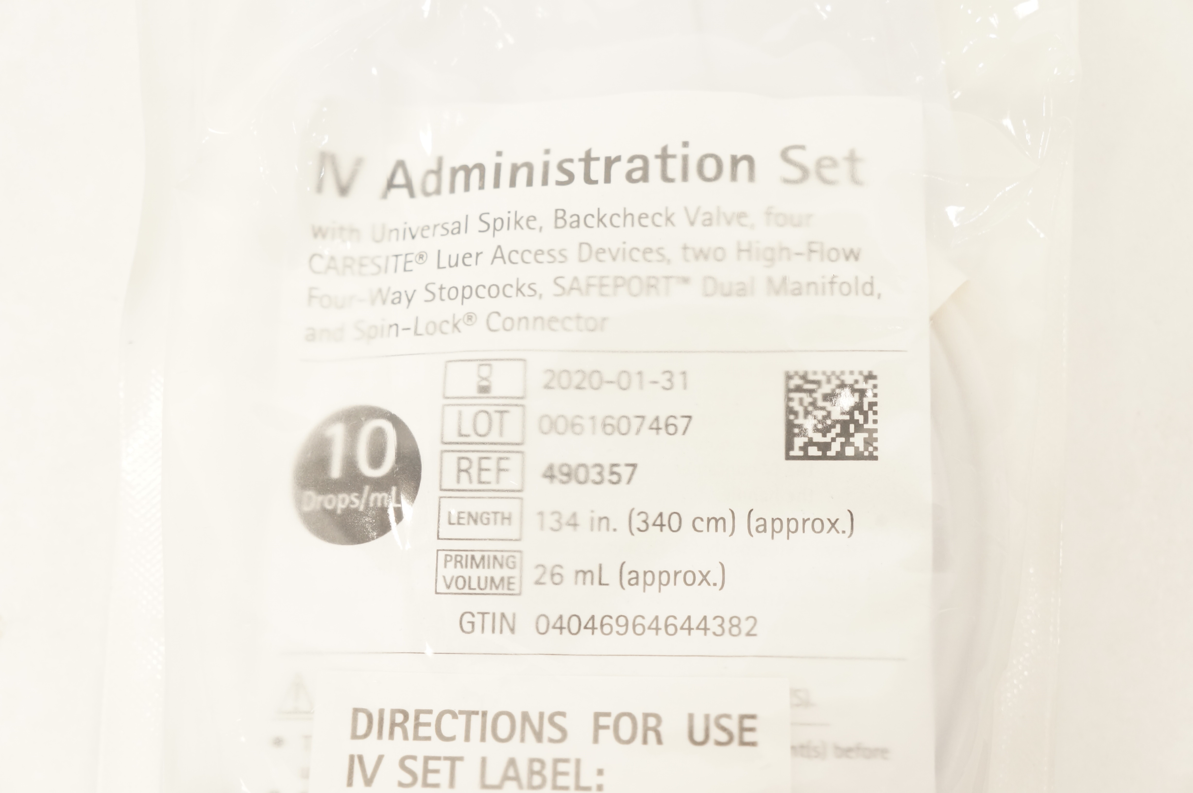 Braun 490357 IV Administration Set 10 Drops/mL 26mL x 134 inch (Approx.) (x)