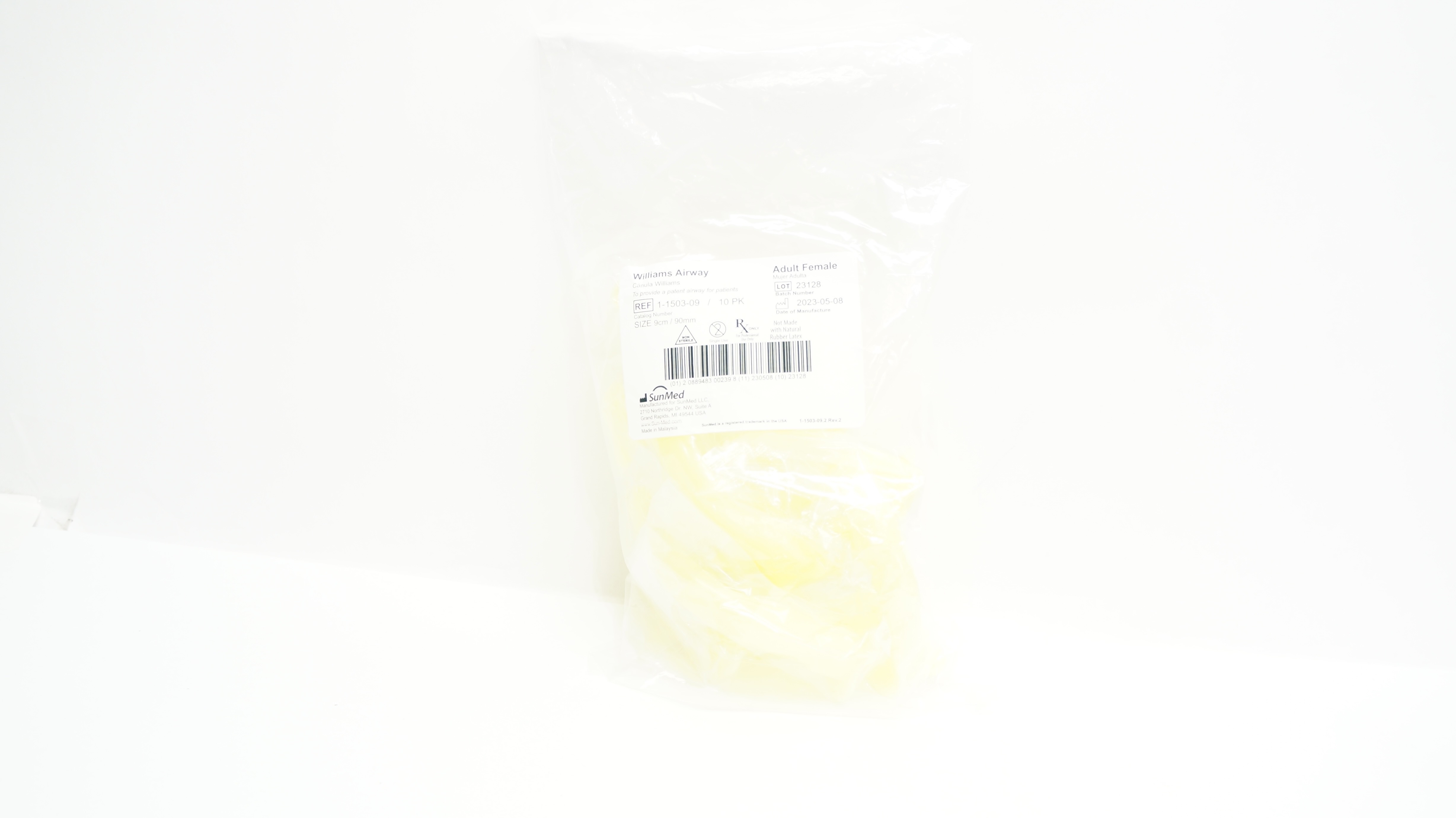 SunMed 1-1503-09 Williams Airway Adult Female 9cm/90cm - Pack of 10