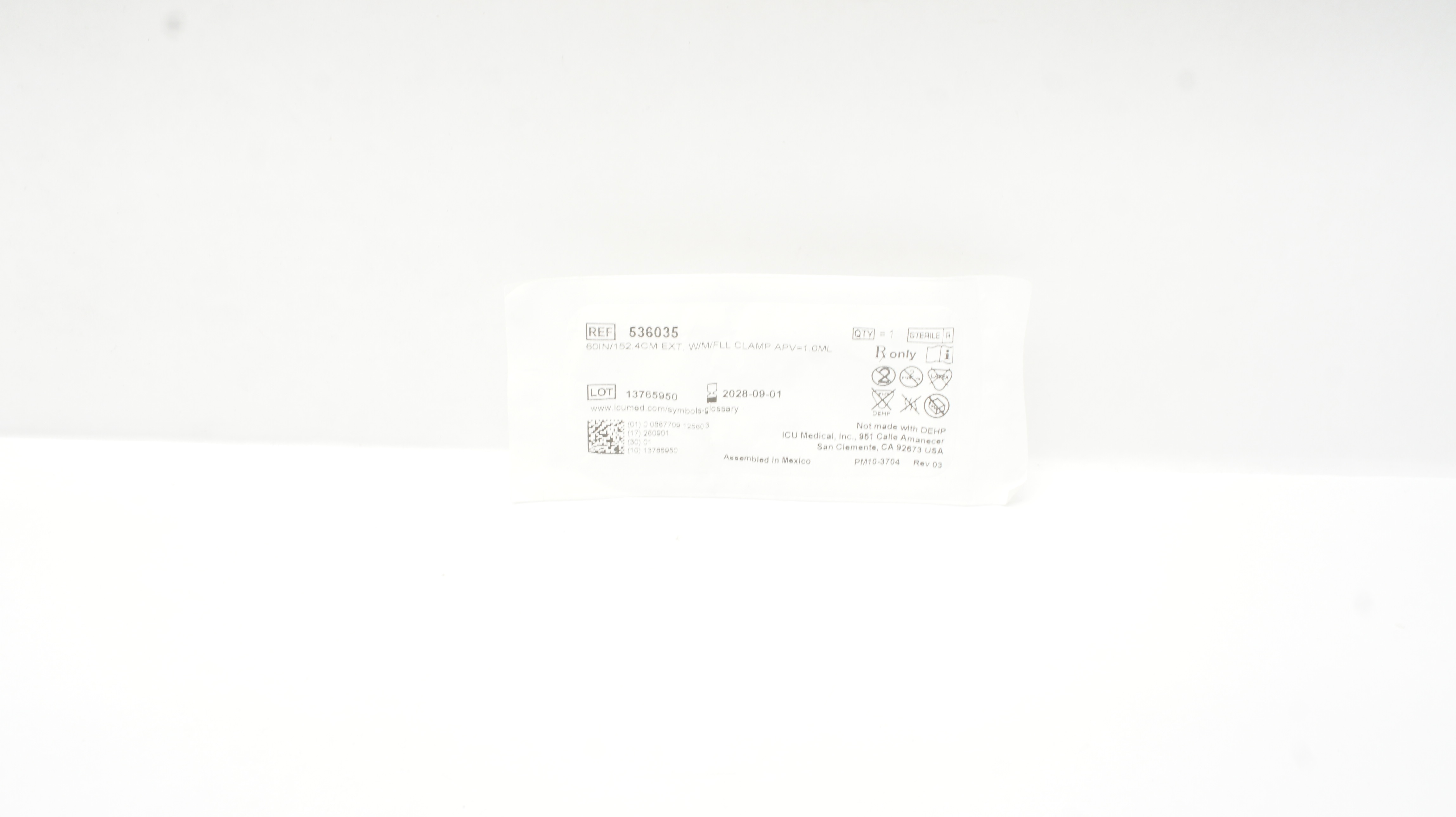 Smith Medical 536035 Medex 60inch/152.4cm Ext. W/M/FLL Clamp APV=1.0mL