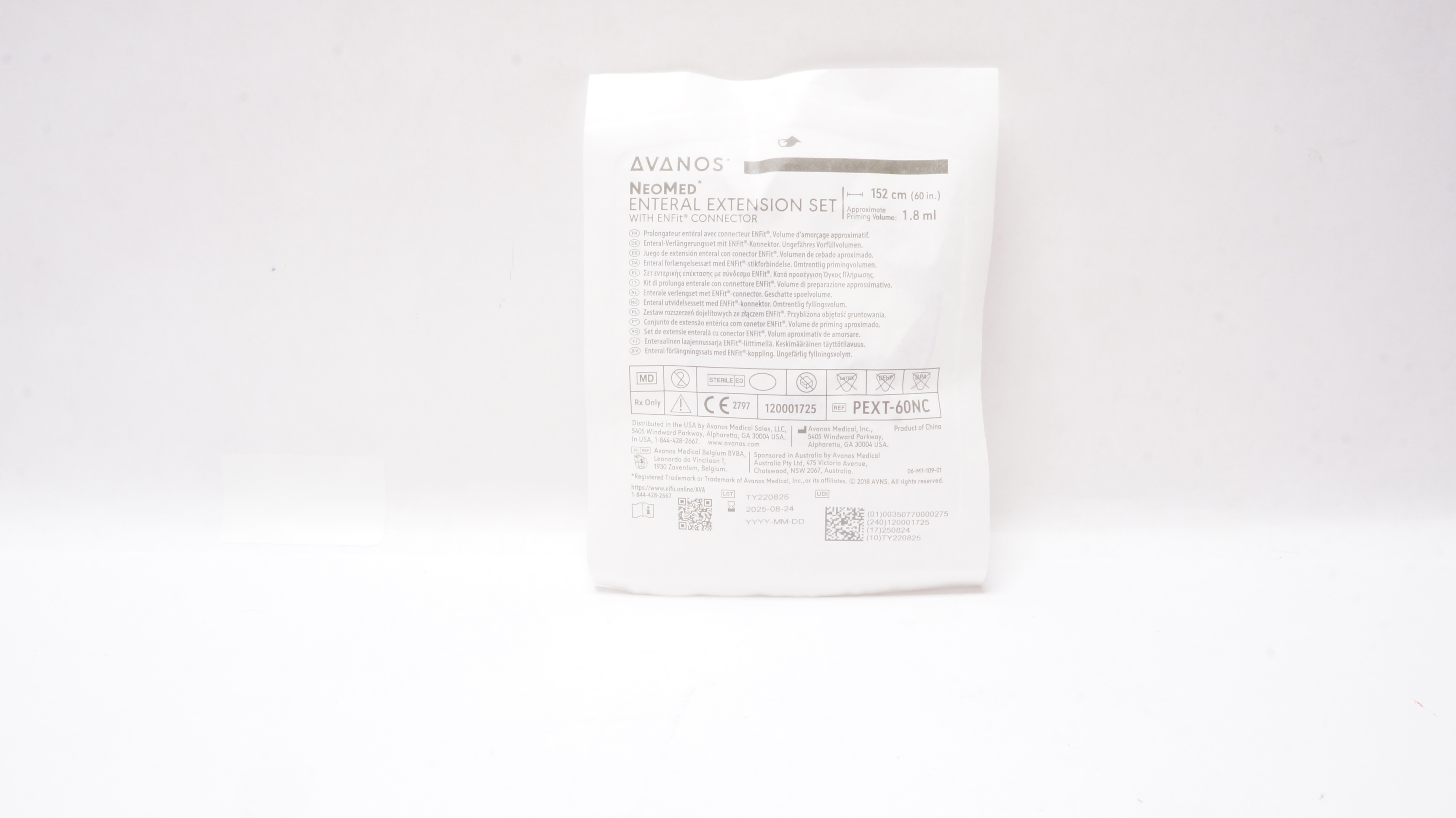 Avanos PEXT-60NC NeoMed Enteral Extension Set w/ENFIT Connector 60inch x 1.8ml