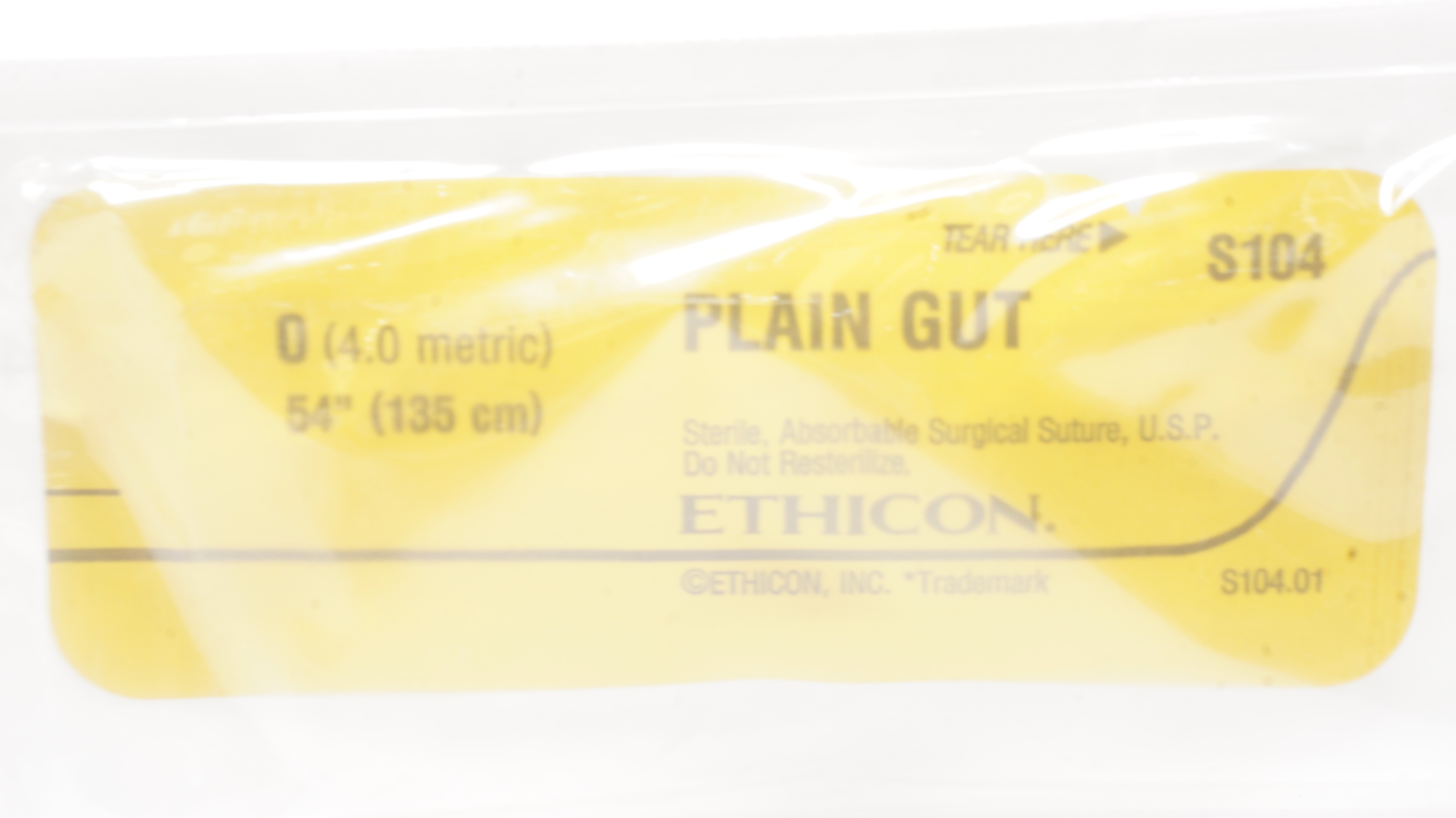 Ethicon S104 0 Plain Gut Sterile, Absorbable Surgical Stre, 54 inch