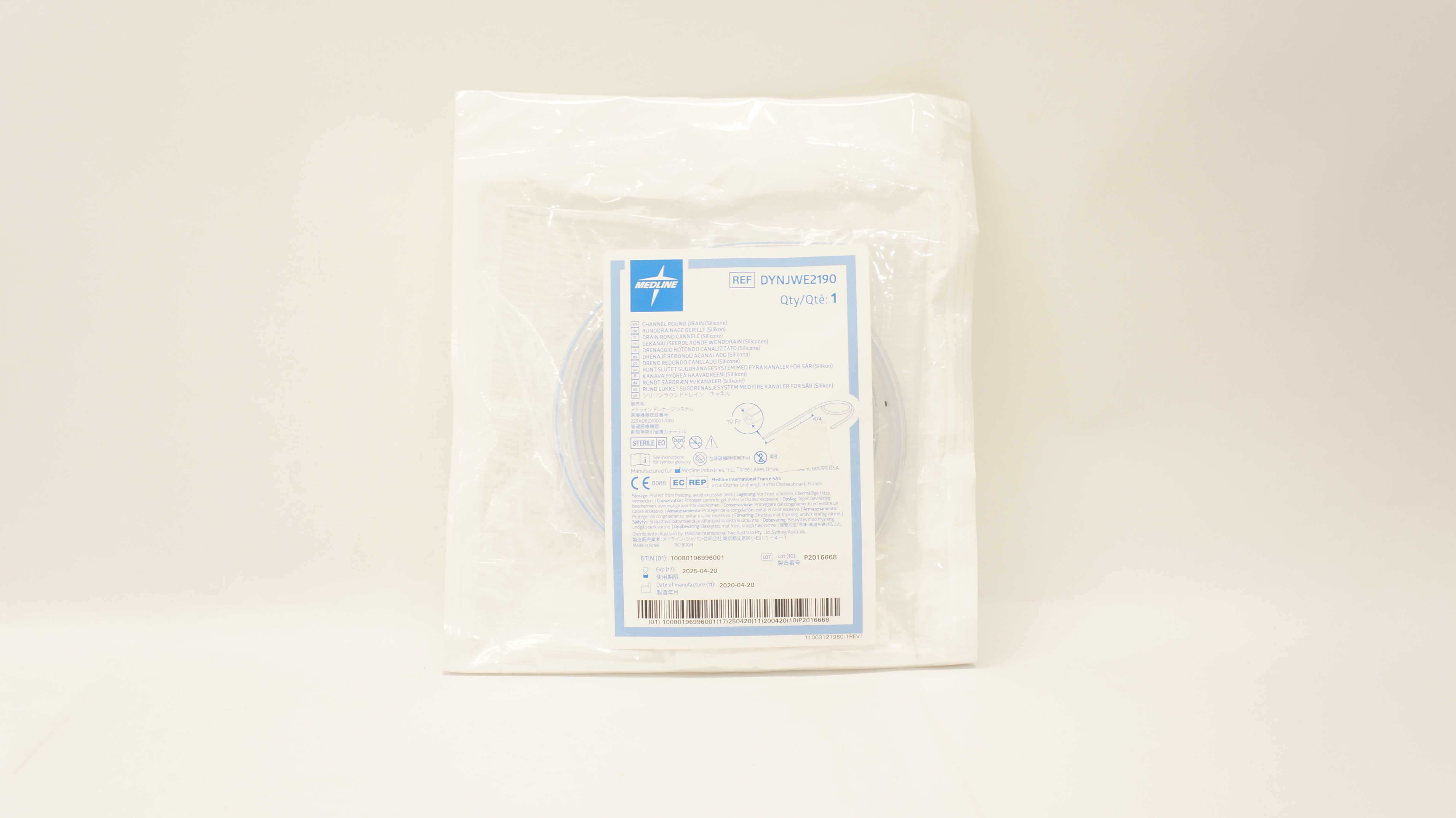 Medline DYNJWE2190 Channel Round Drain 19Fr.