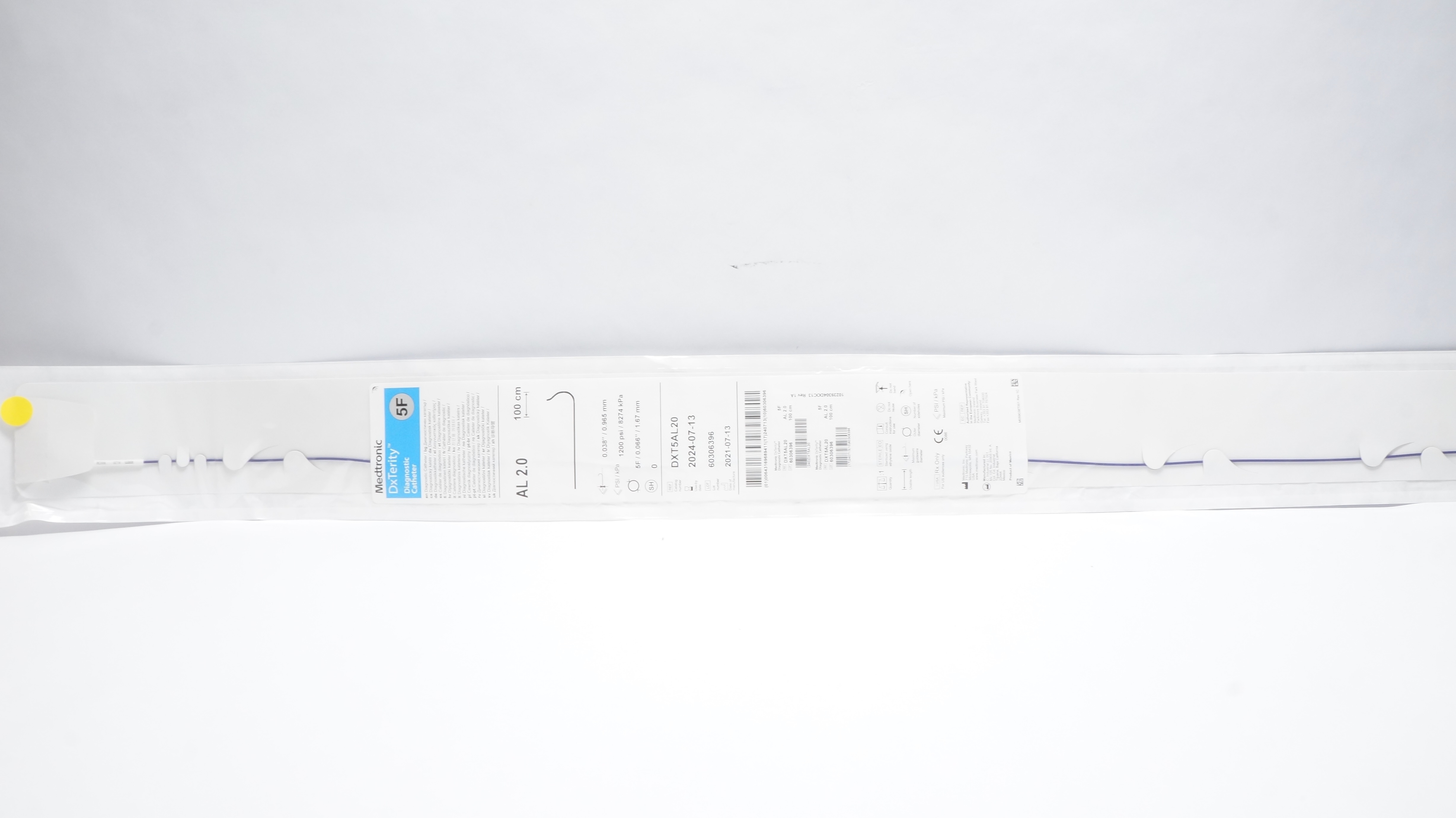 Medtronic DXT5AL20 DxTerity Diagnostic Cath. , AL2.0, 5F x 100cm (x)
