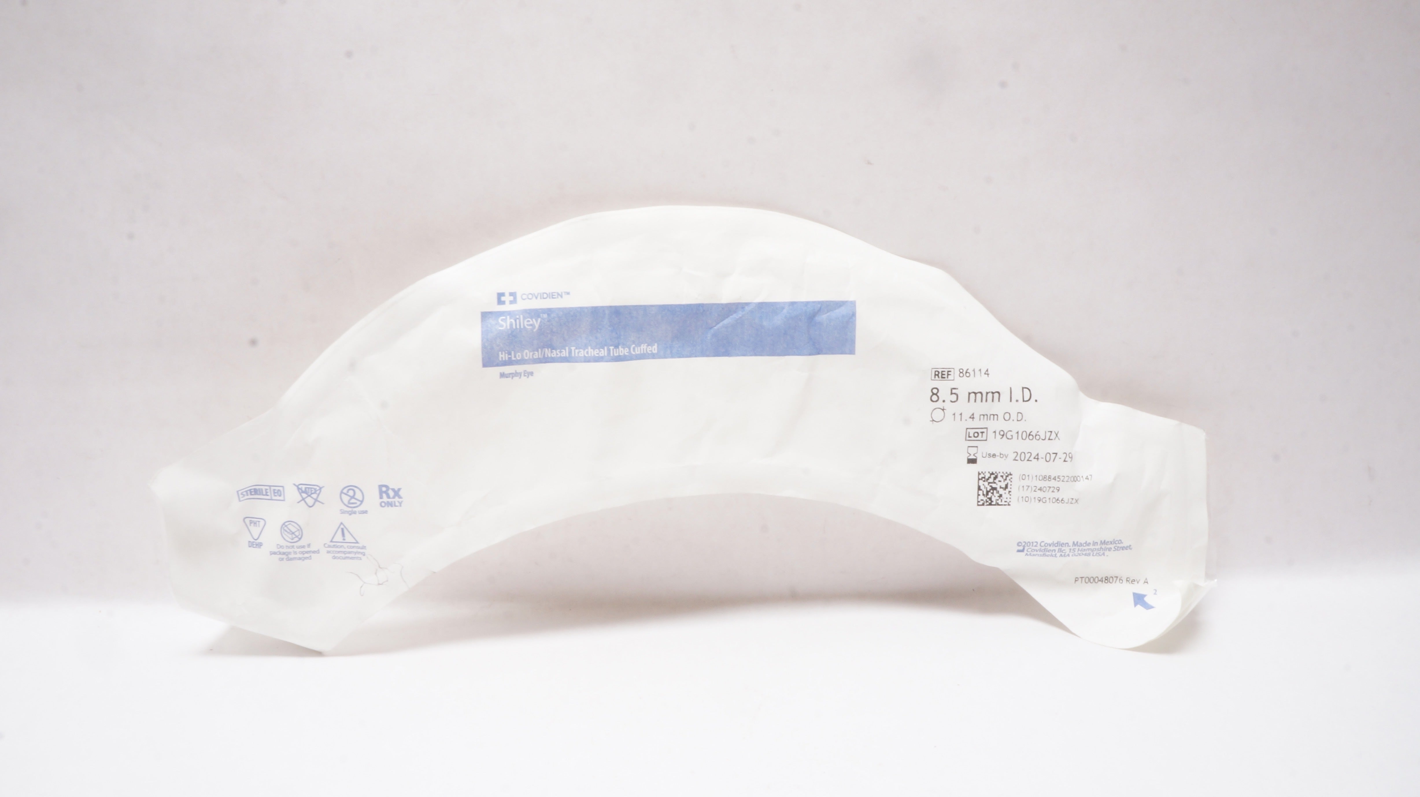 Covidien 86114 Shiley Hi-Lo Oral/Nasal Tracheal Tube Cuffed 8.5mm ID x 11.4mm OD
