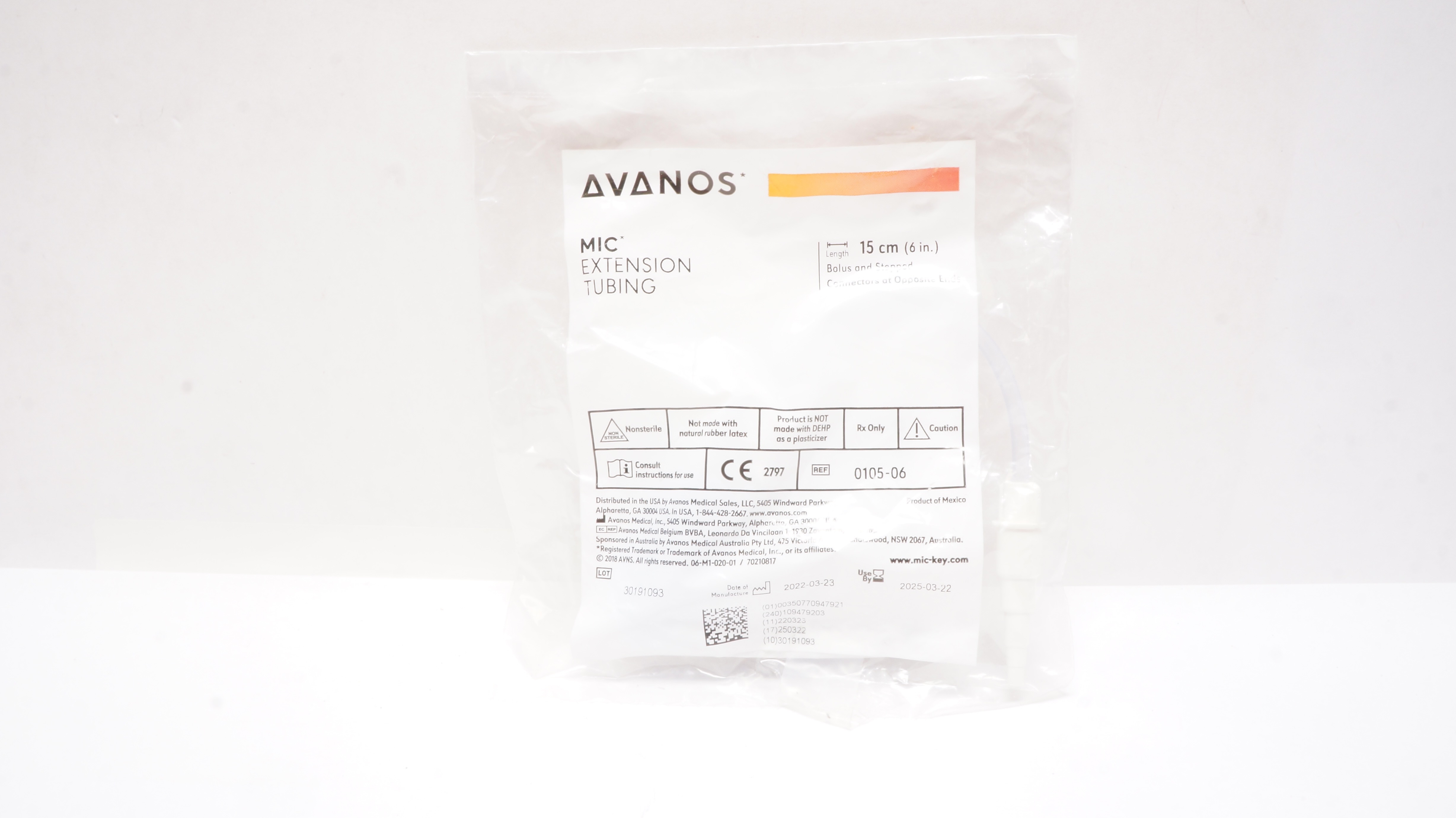 Avanos 0105-06 MIC Extension Tubing 6inch