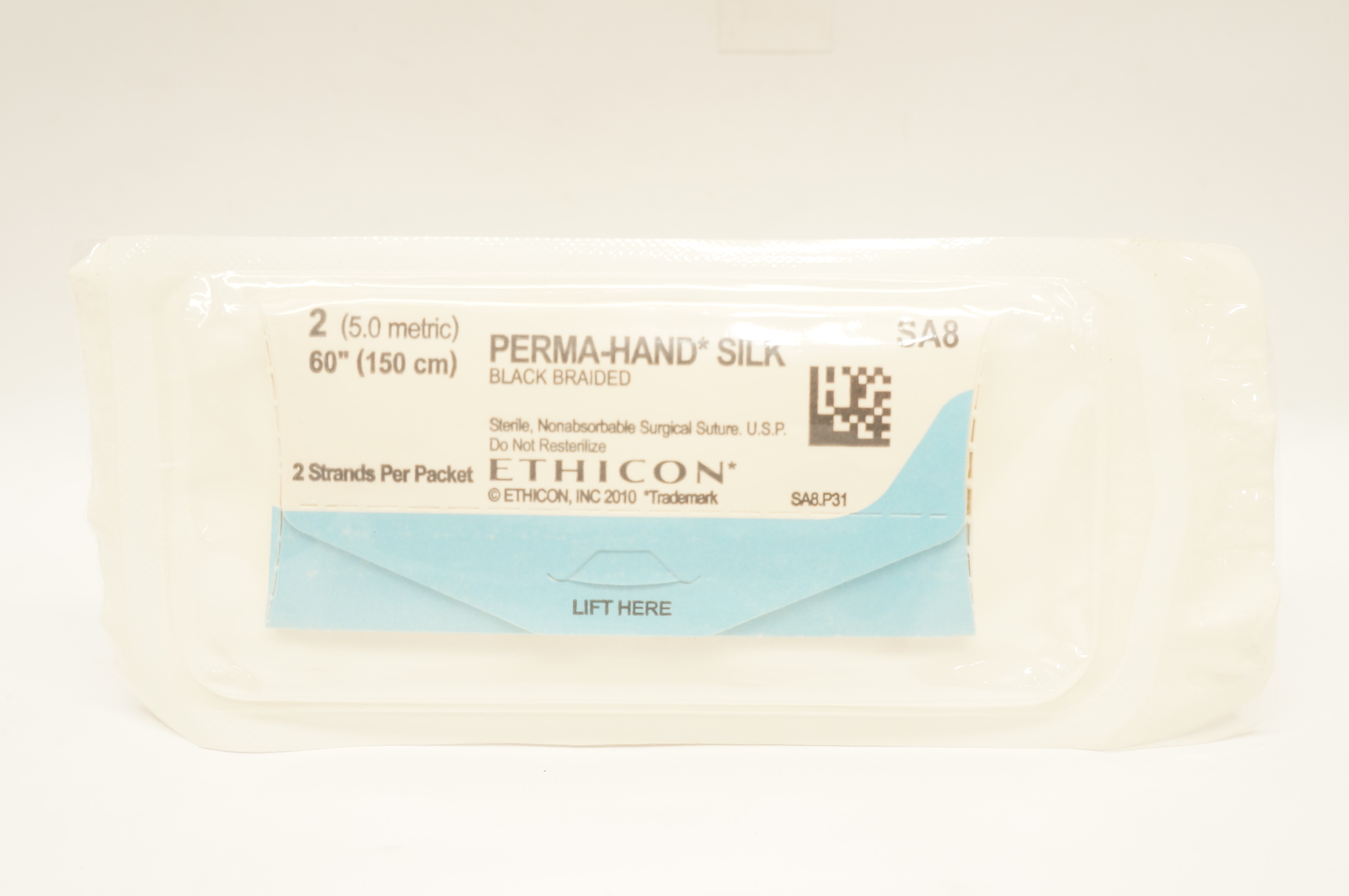 Ethicon SA8 2 Perma-Hand Silk Black Braided Surgical Stre 60 inch (x)