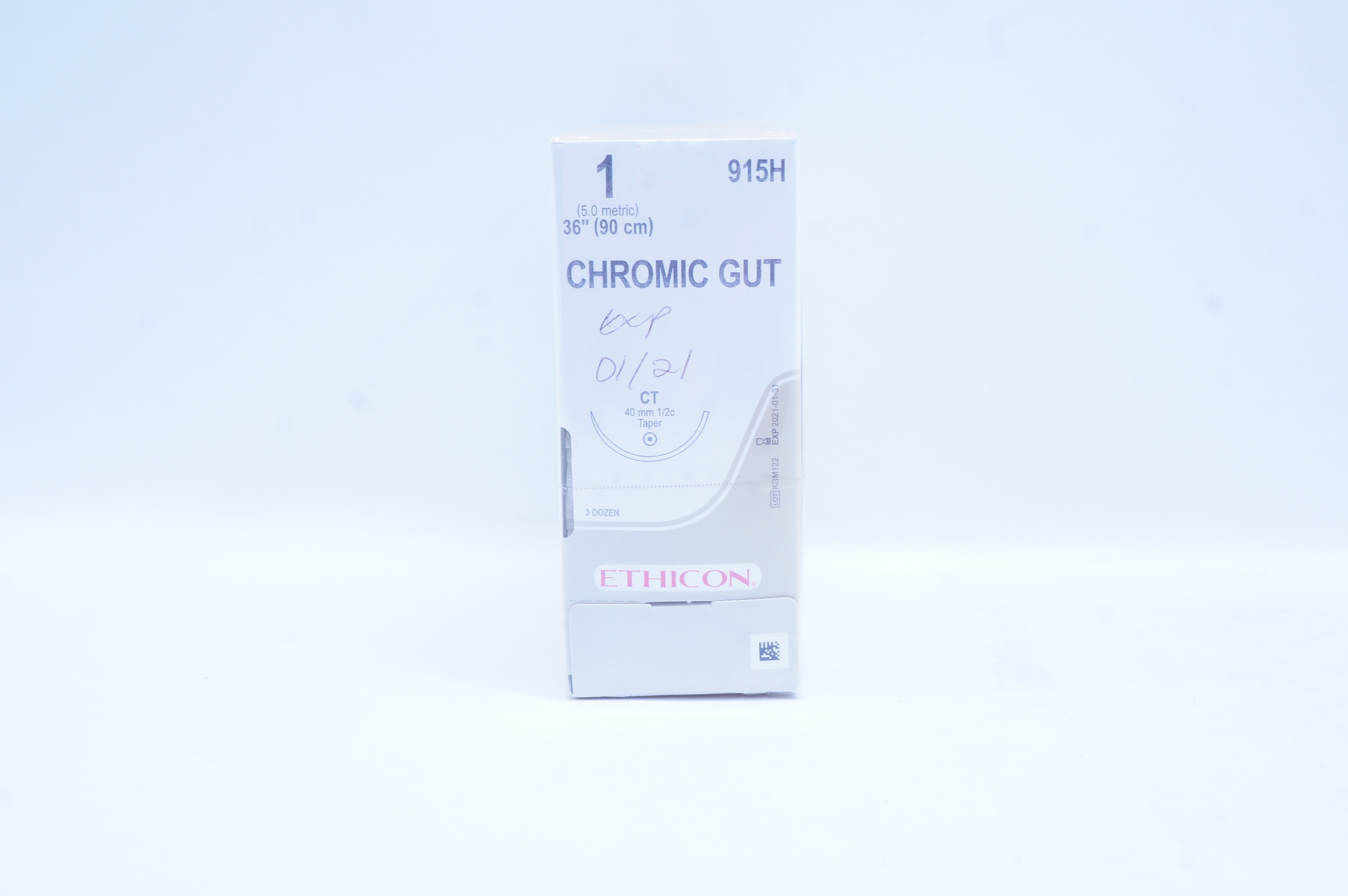 Ethicon 915H 1 Chromic Gut CT 40mm 1/2c Taper 36 inch - Box of 36