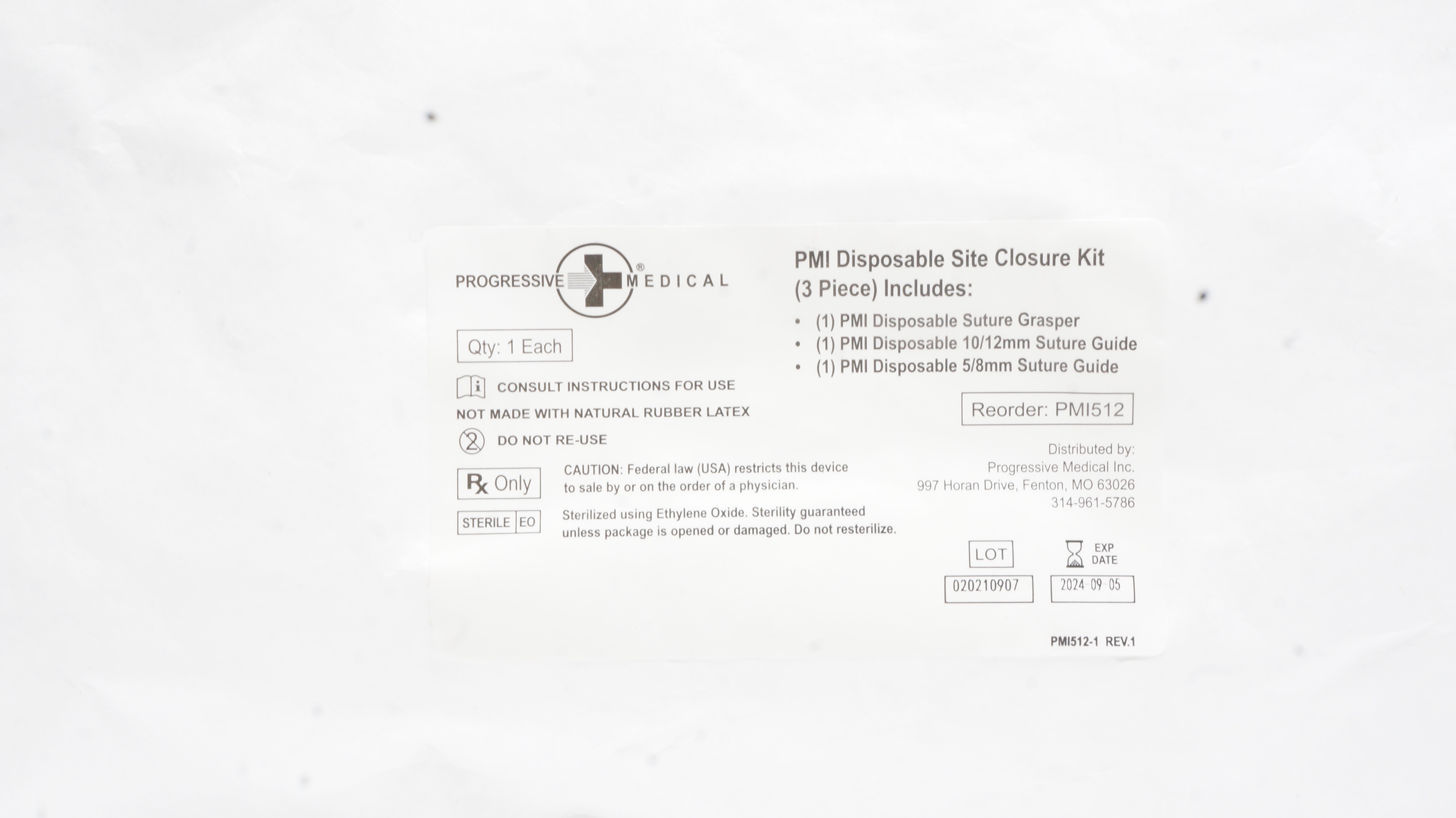 Progressive Medical PMI512 Disposable Site Closure Kit