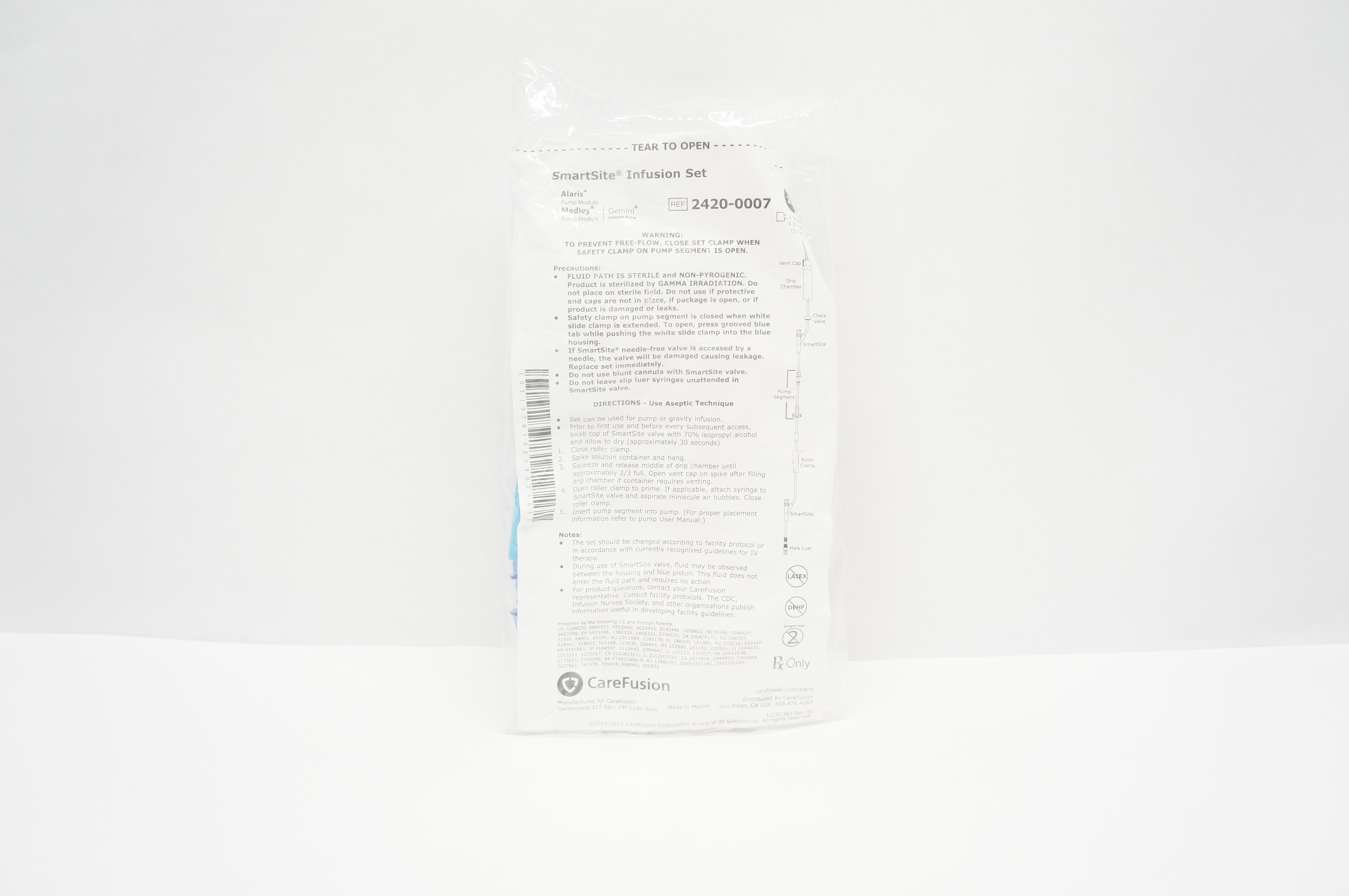 CareFusion 2420-0007 SmartSite Infusion Set 20 Drops, 25ml x 117inch