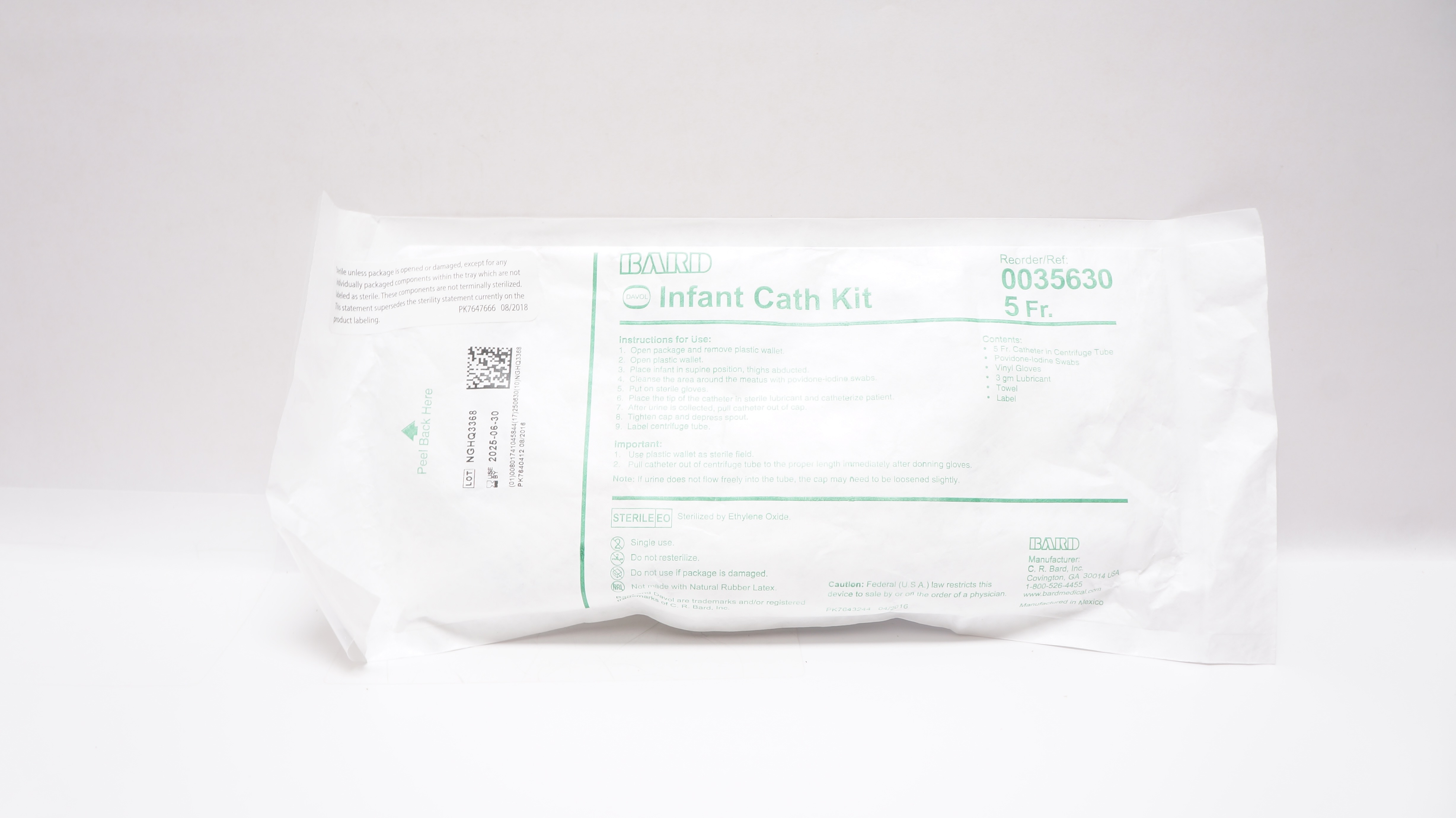 Bard 0035630 Davol Infant and Pediatric Cath. Kit 5Fr.