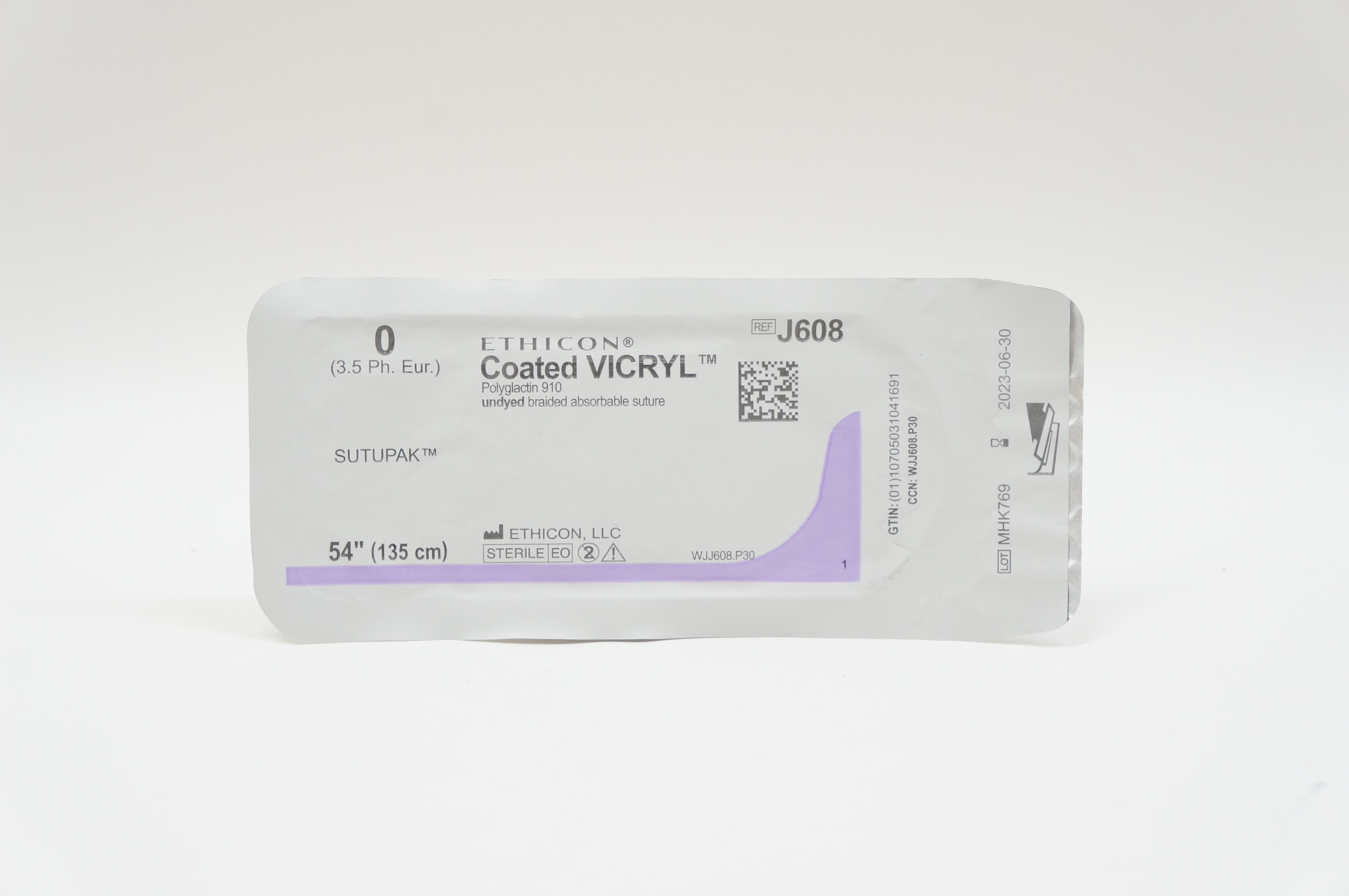 Ethicon J608 0 VICRYL, SUTUPAK, 54inch