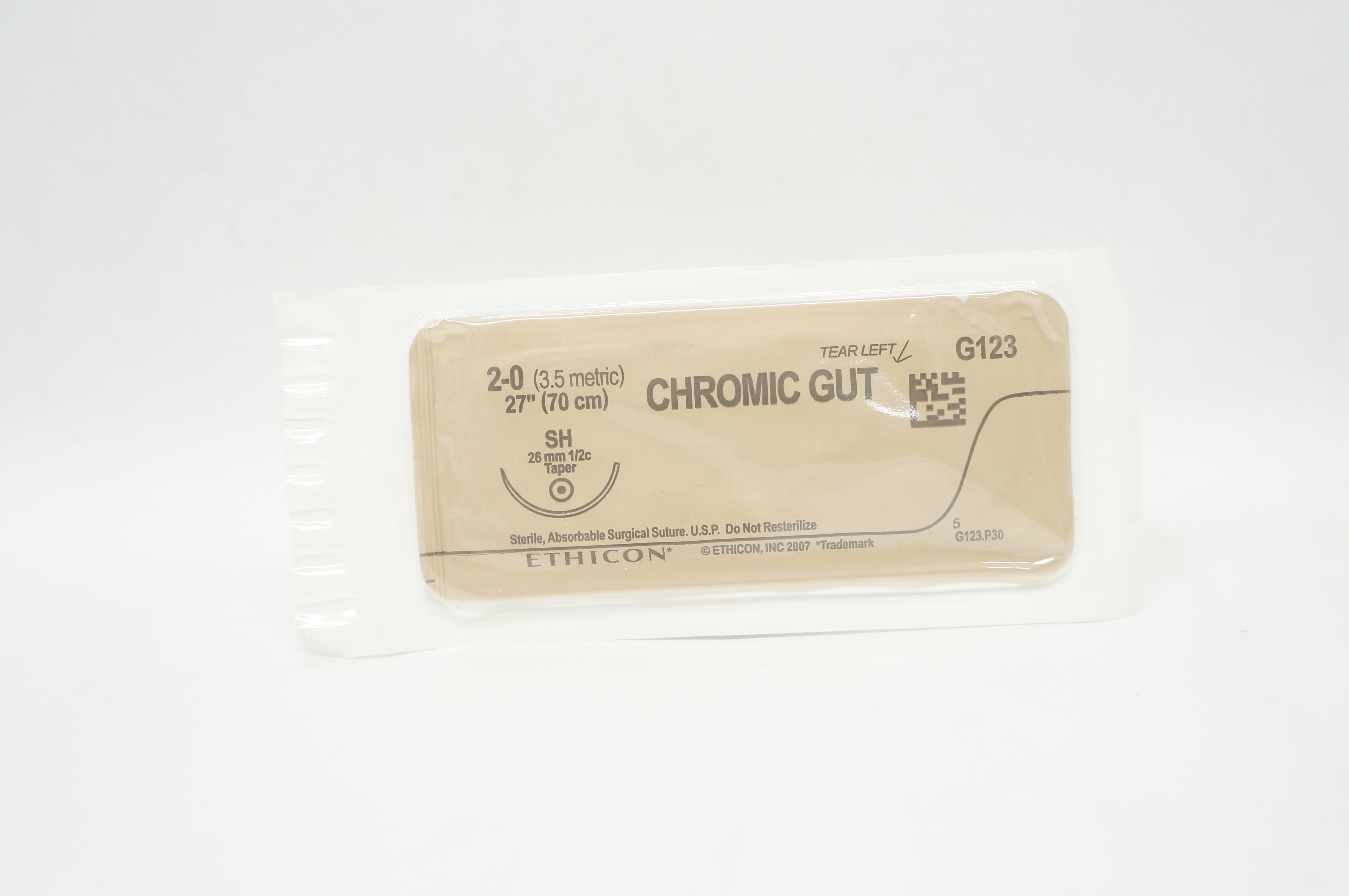 Ethicon G123 2-0 Chromic Gut Surgical Stre SH 26mm 1/2c Taper 27inch