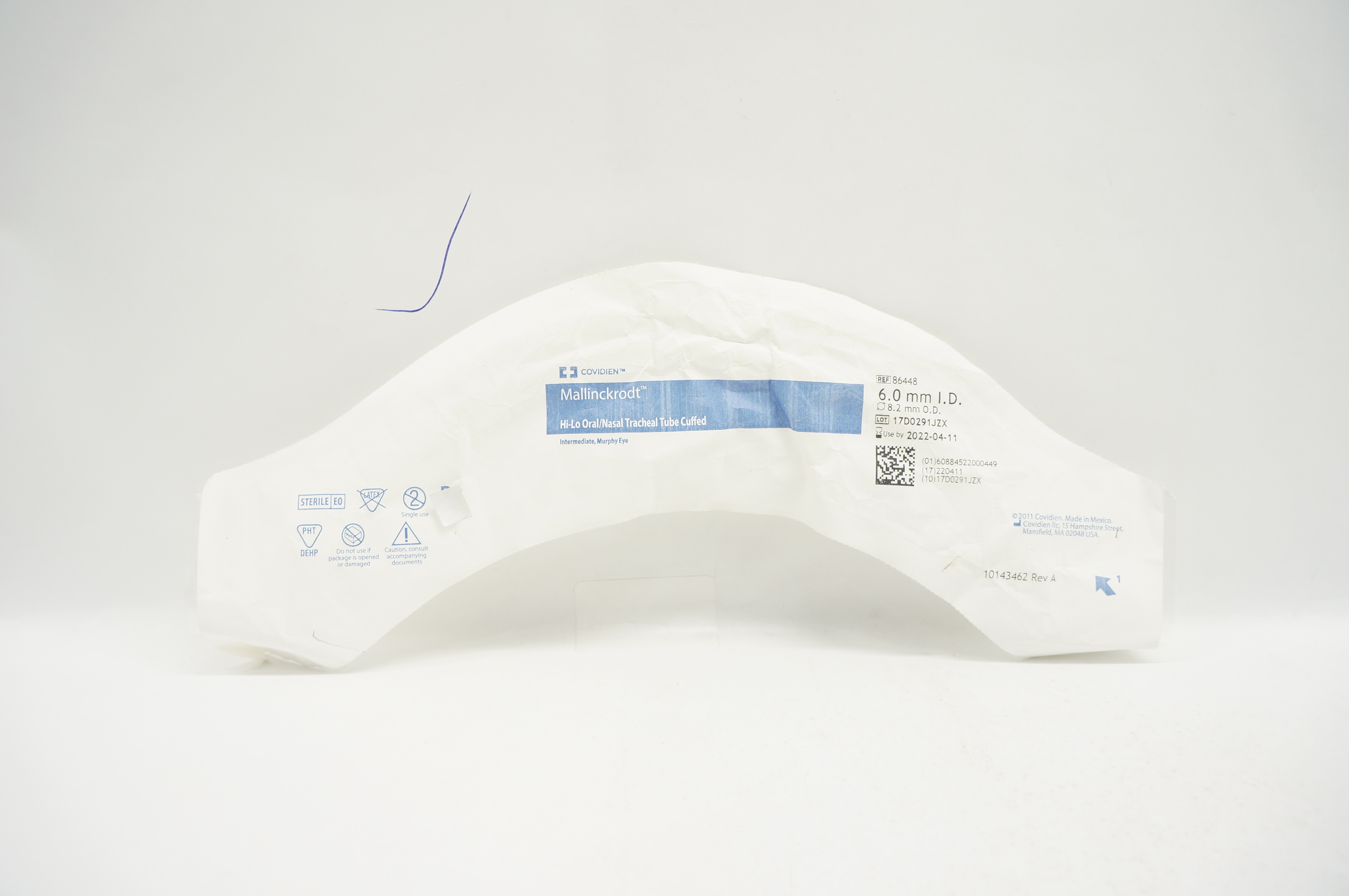 Covidien 86448 Shiley Hi-Lo Oral/Nasal Tracheal Tube Cuffed 6.0mm