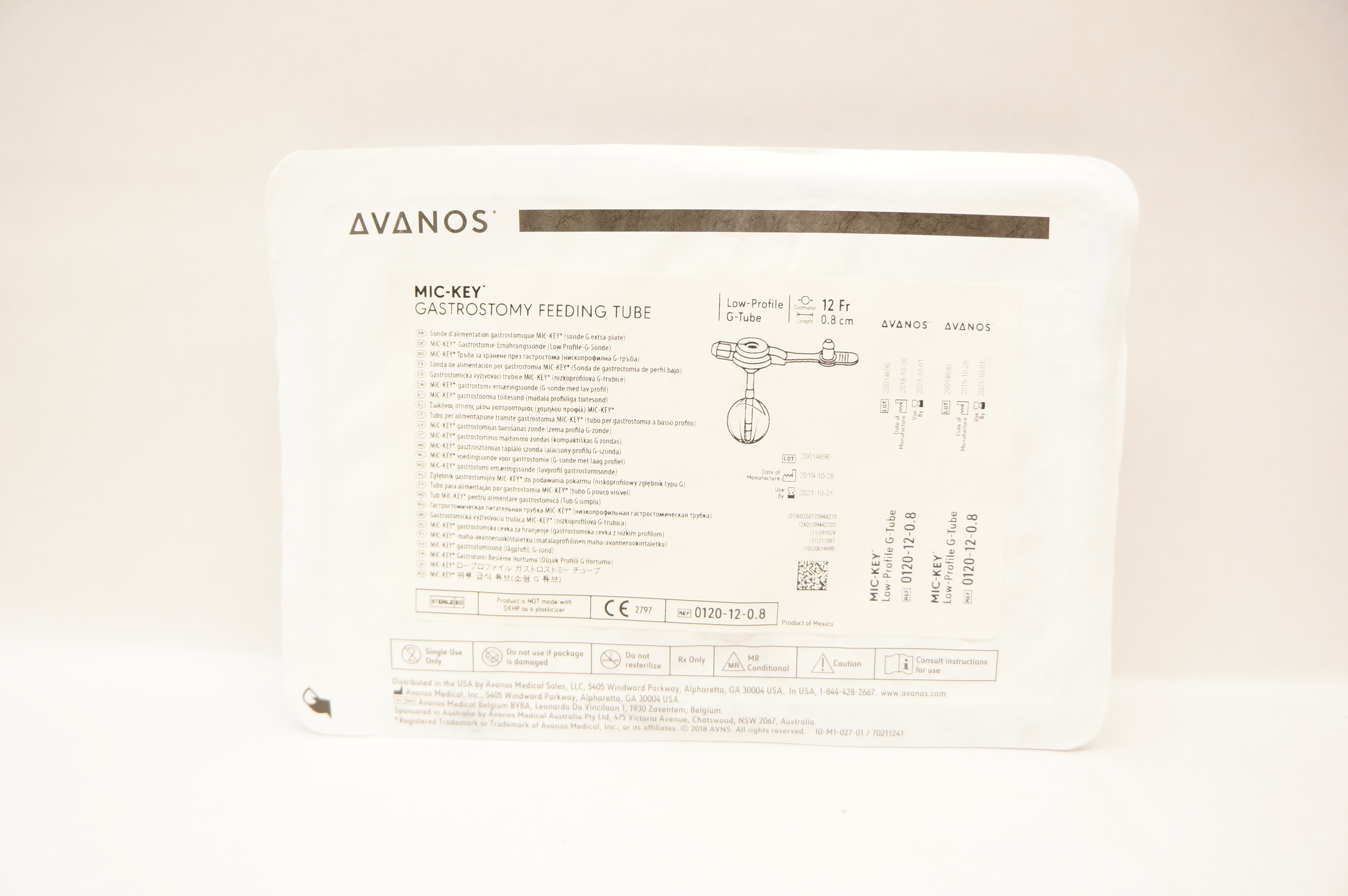 Avanos 0120-12-0.8 MIC-KEY Gastrostomy Feeding Tube 12Fr x 0.8cm (x)