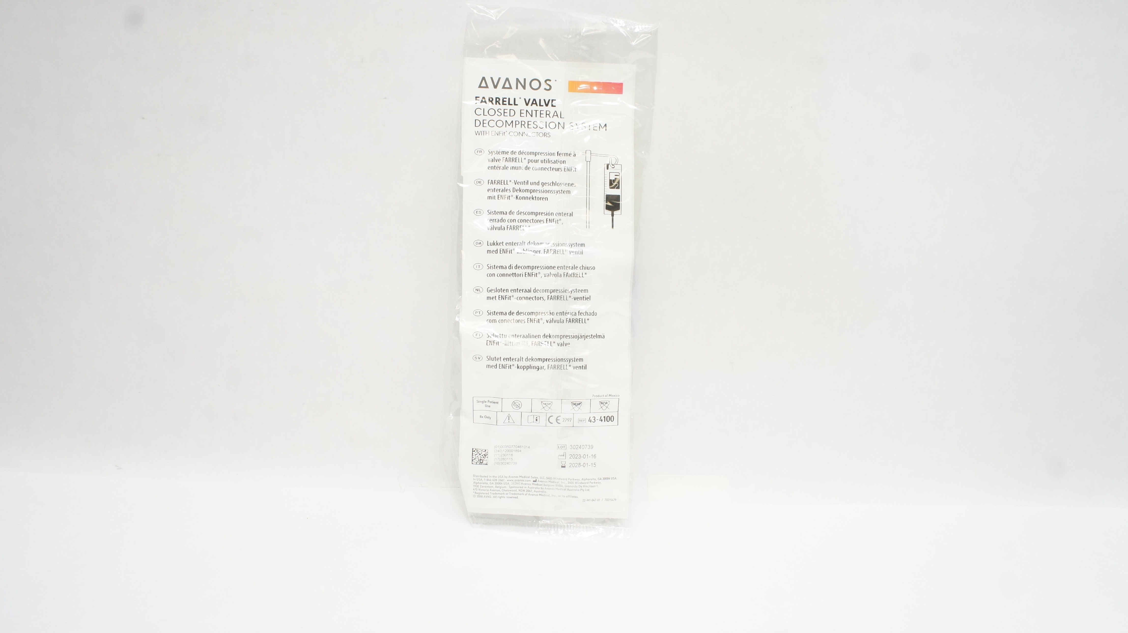 Avanos 43-4100 Farrel Valve Closed Enteral Decompression System