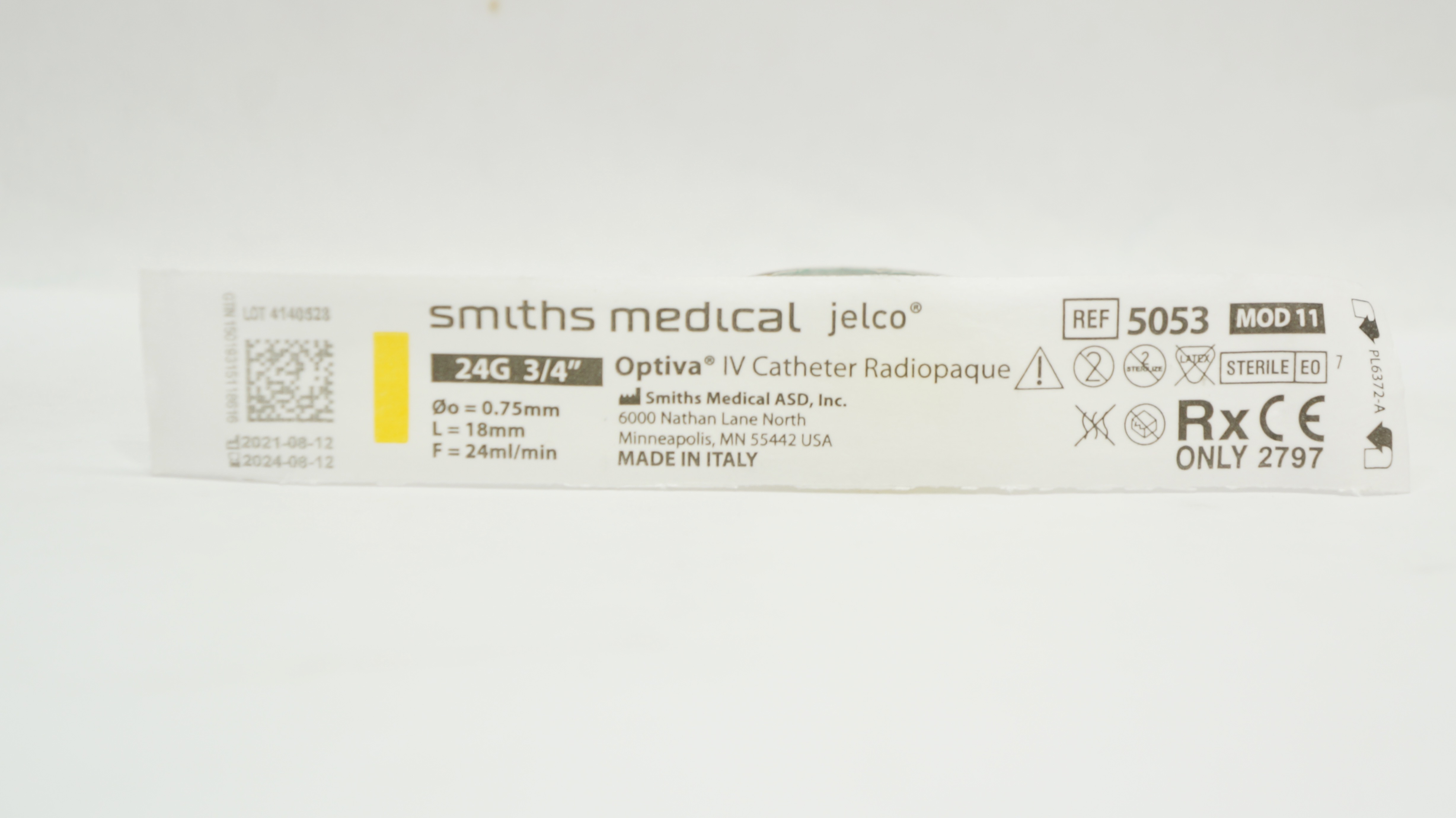 Smiths Medical 5053 Jelco Optiva IV Cath. Radiopaque 24G x 3/4inch