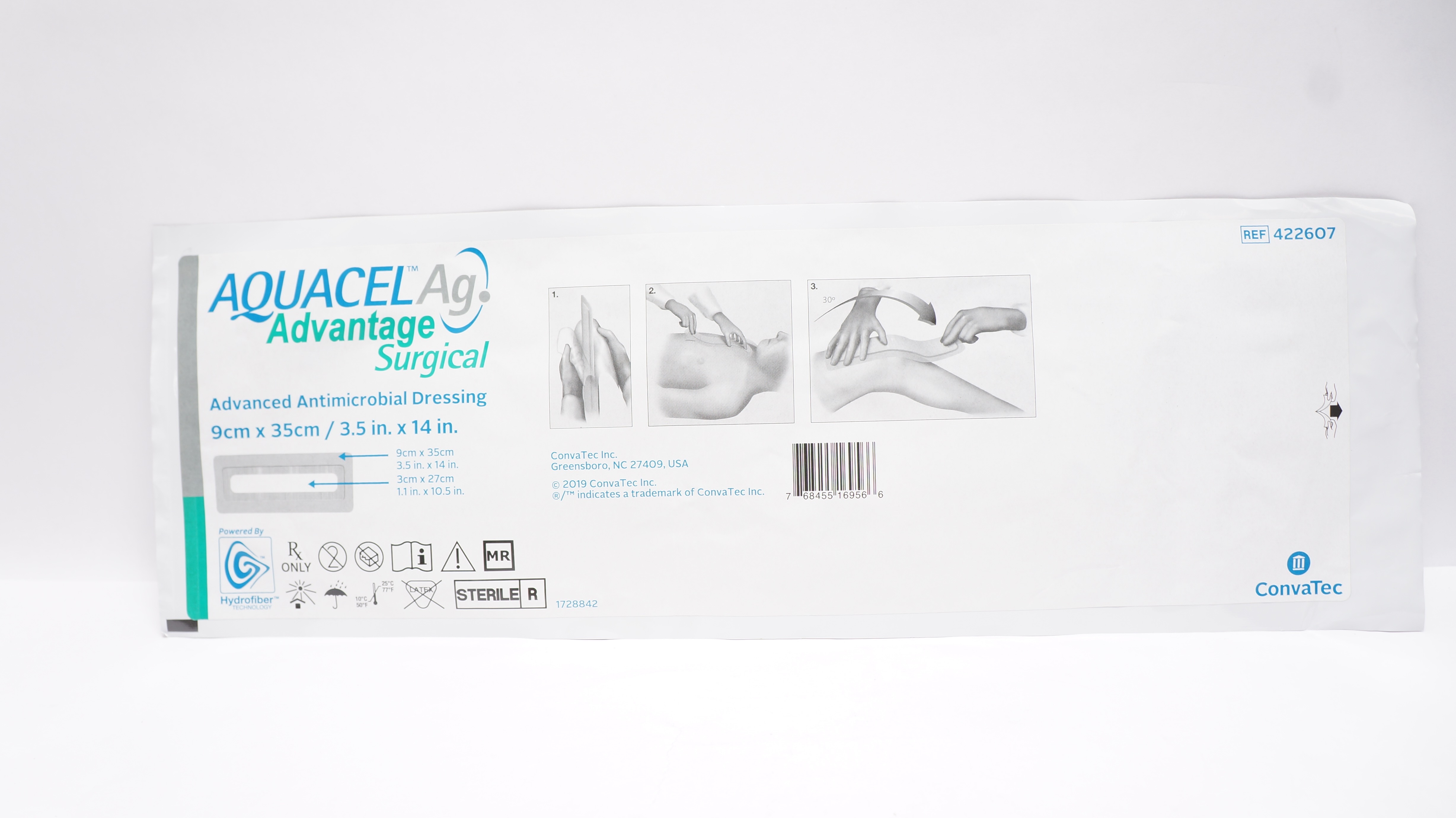ConvaTec 422607 Aquacel Ag Advanced Antimicrobial Dressing 3.5 x 14inch(x)