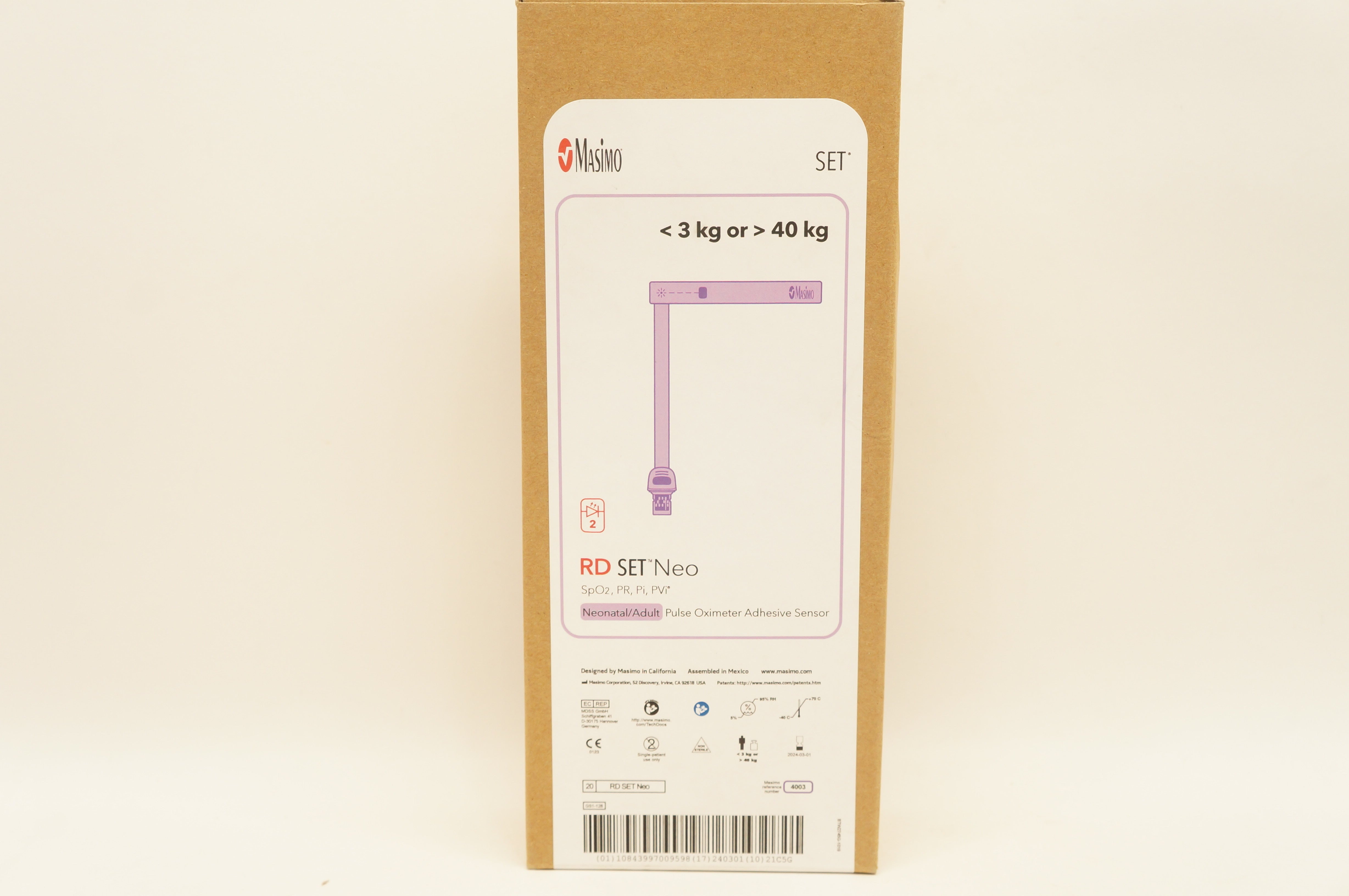 Masimo 4003 RD SET Neonatal/Adult Pulse Oximeter  < 3kg or > 40kg - Box of 20
