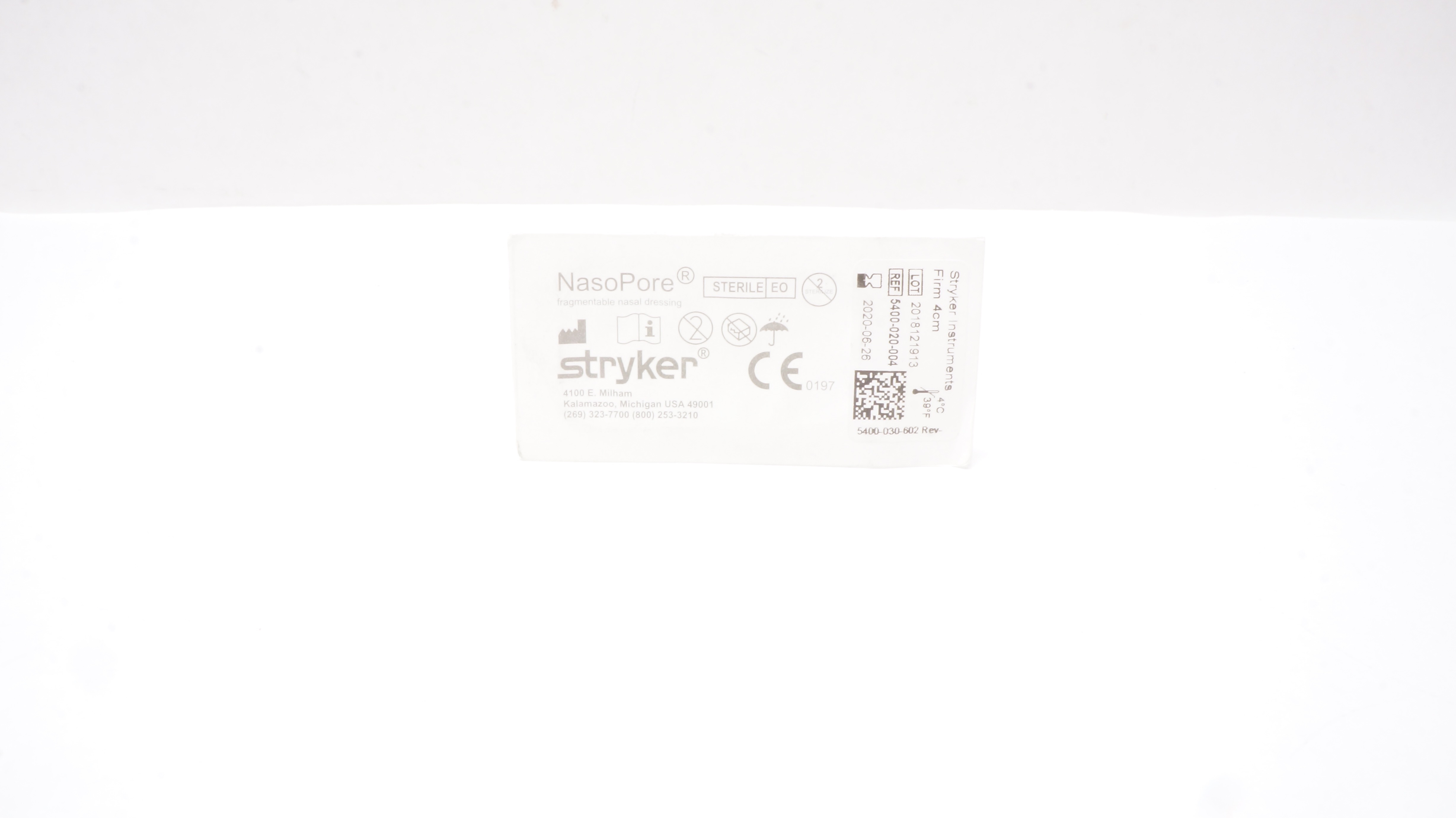 Stryker 5400-020-004 NasoPore Bioresorbable Nasal Dressing 4cm (x)