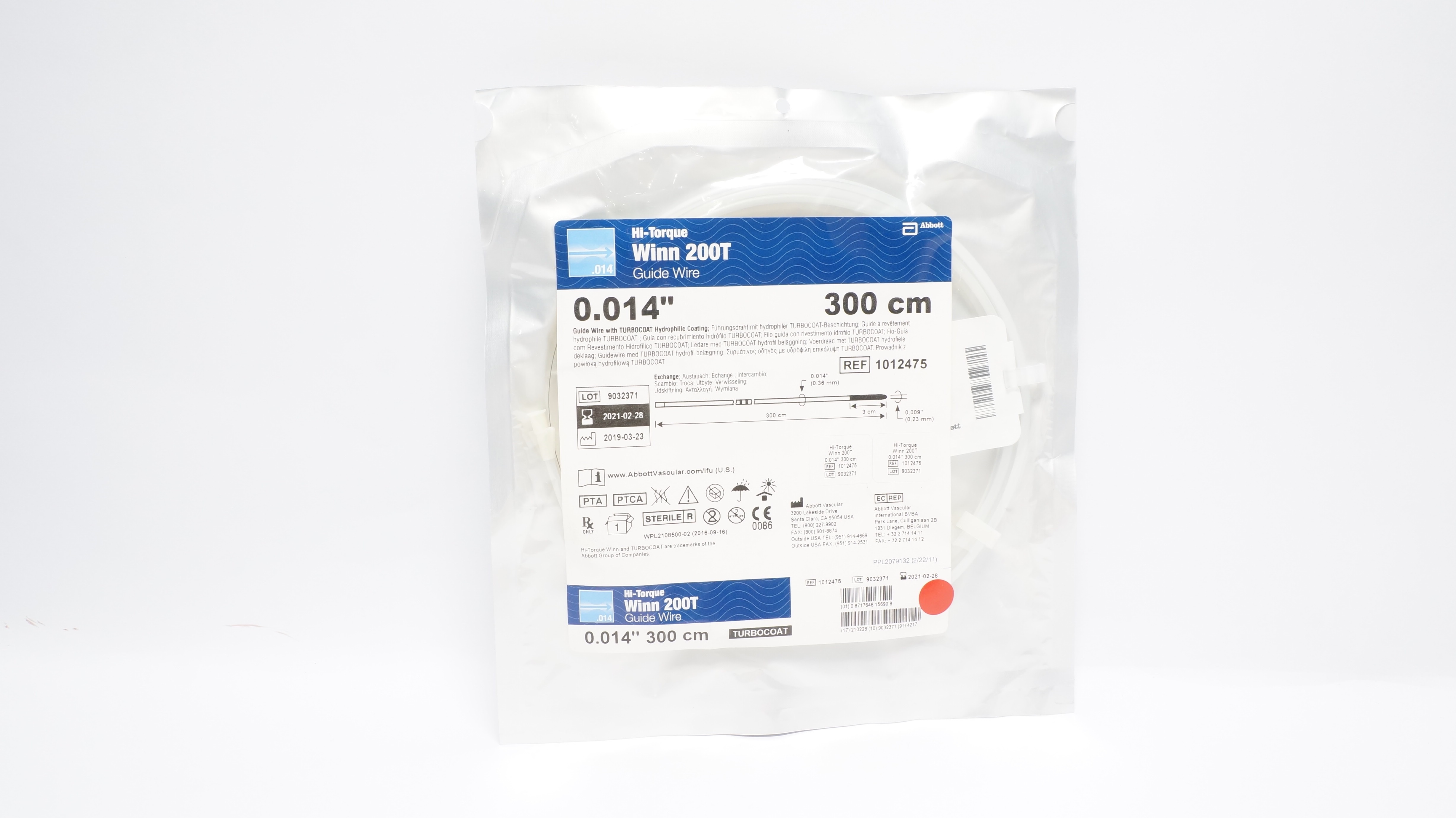 Abbott 1012475 Hi-Torque Winn 200T Guide Wire 0.014inch x 300cm (x)