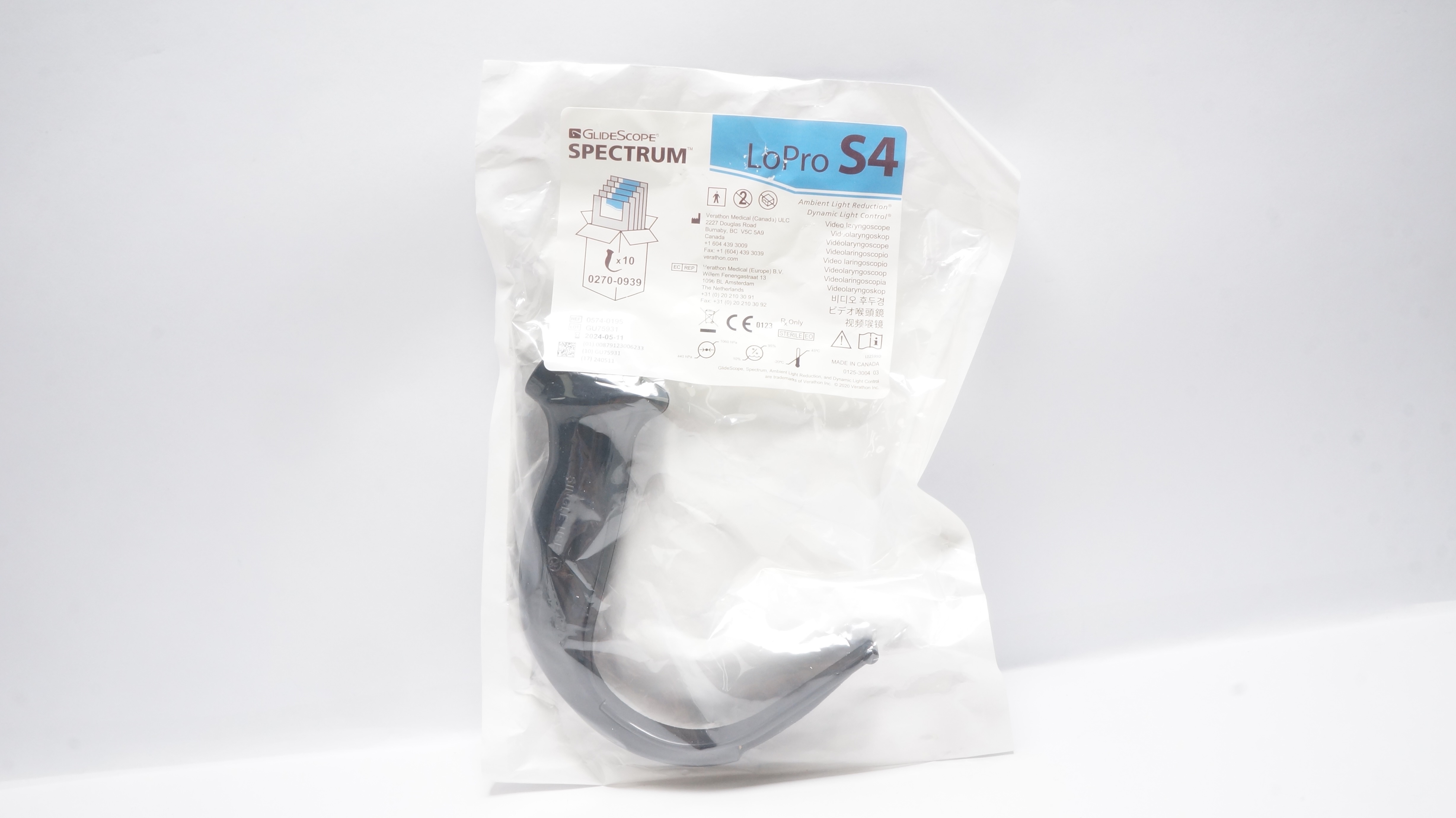 Verathon Medical 0574-0195 GlideScope Spectrum LoPro S4 (x)