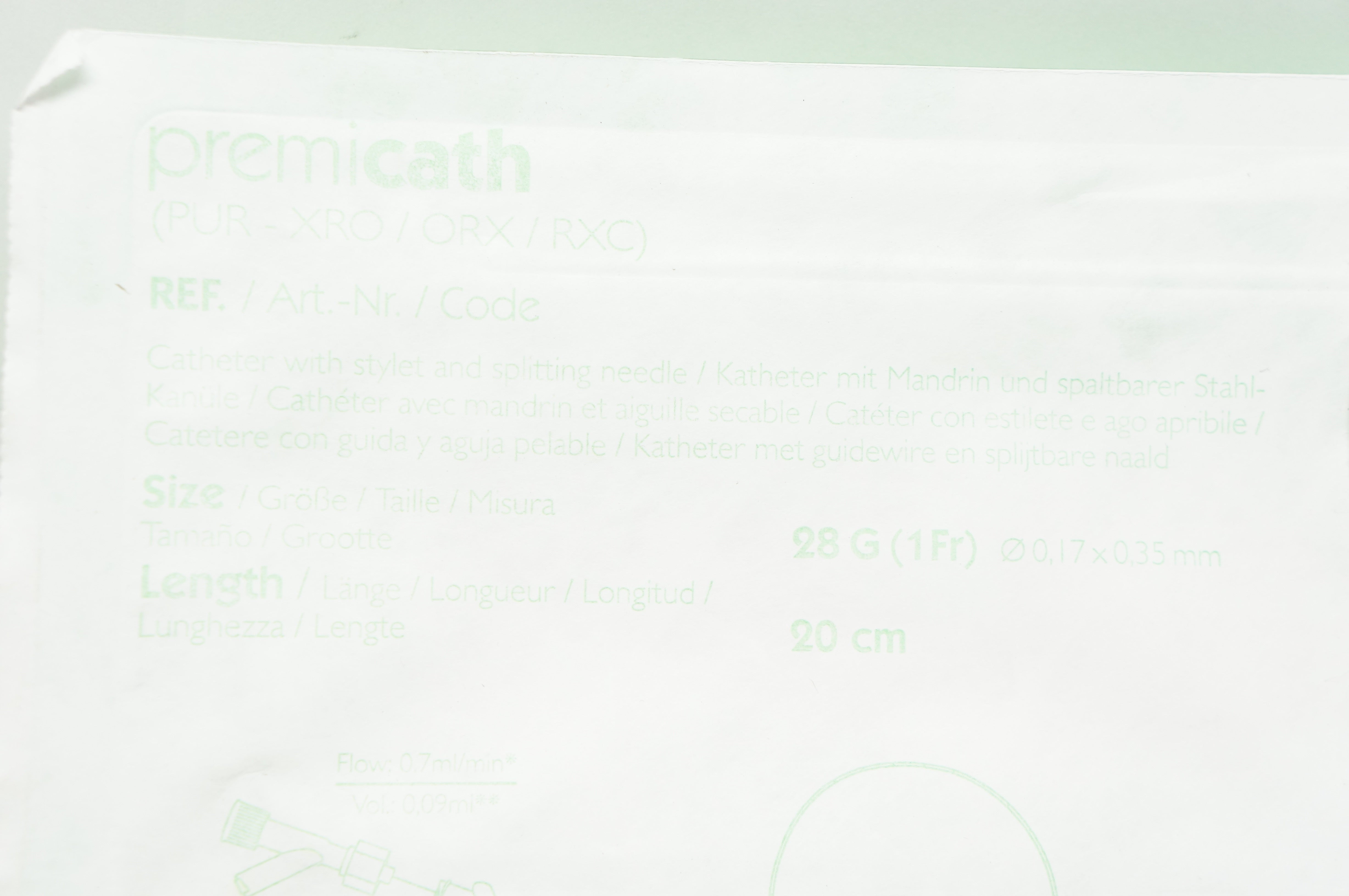Vycon 1261.203G Premicath Cath. W/ Stylet And Splitting Needle 1Fr 20cm