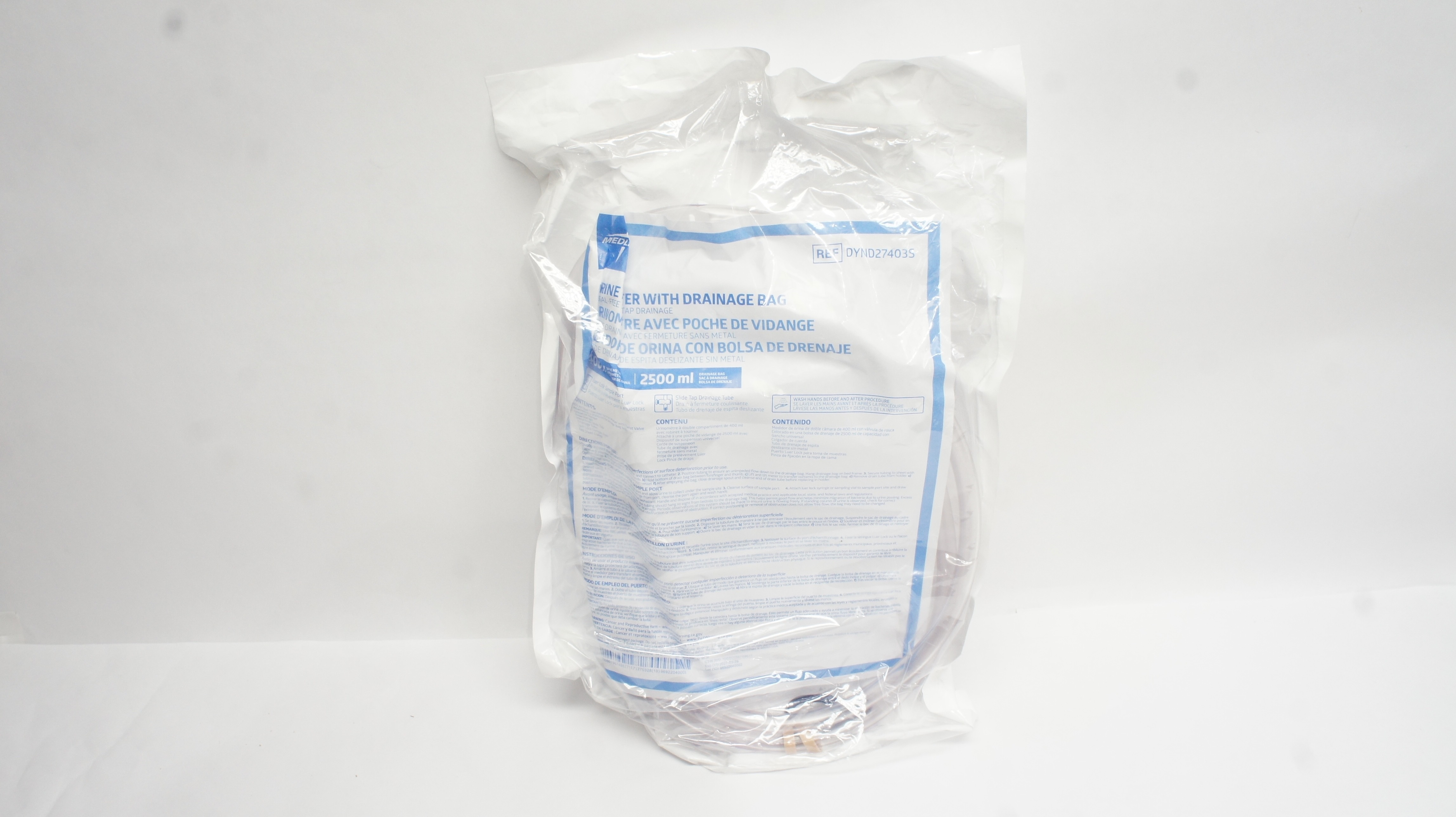 Medline DYND27403S 400mL Urine Meter with 2500mL Drainage Bag