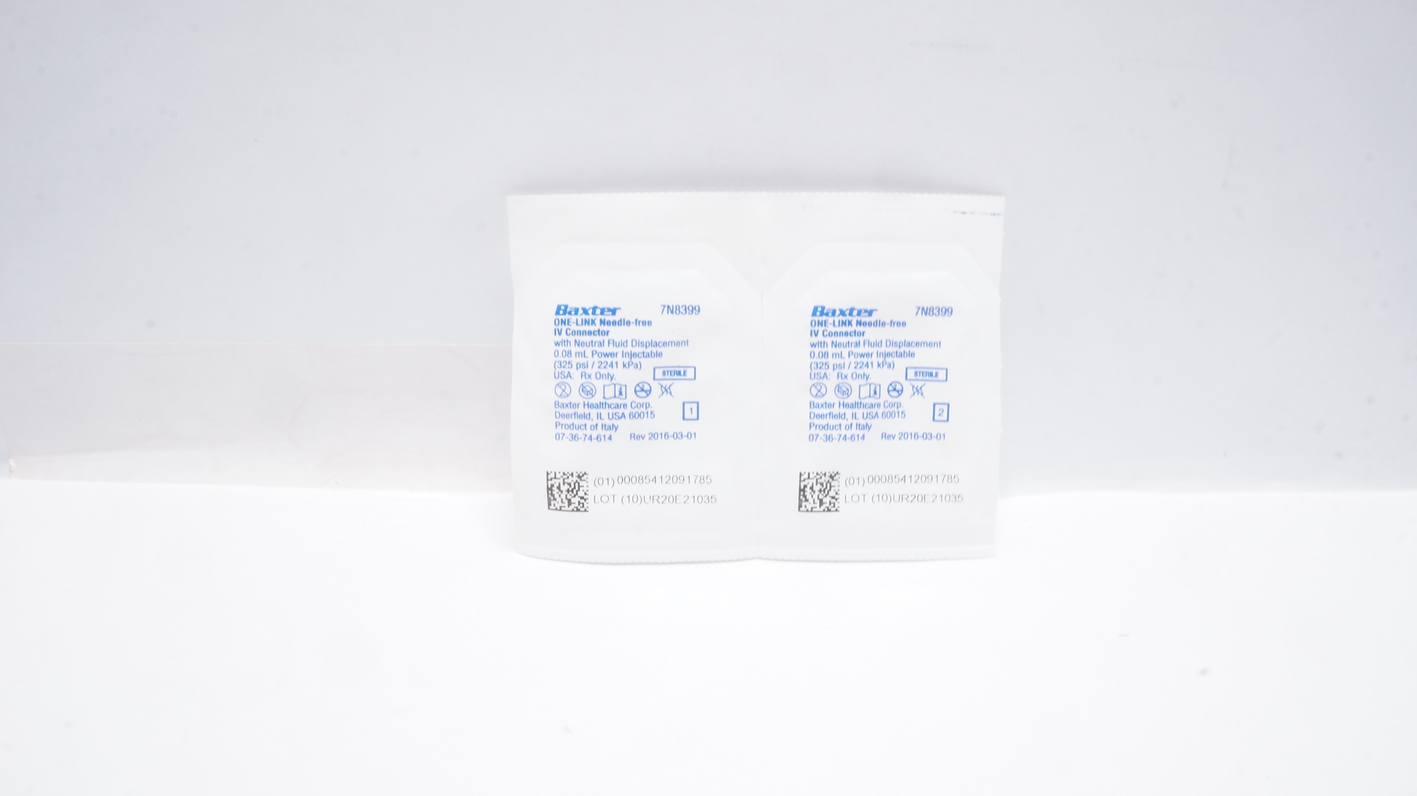 Baxter 7N8399 One-Link Ndle-Free IV Connector w/Fluid Displacement - Lot of 2
