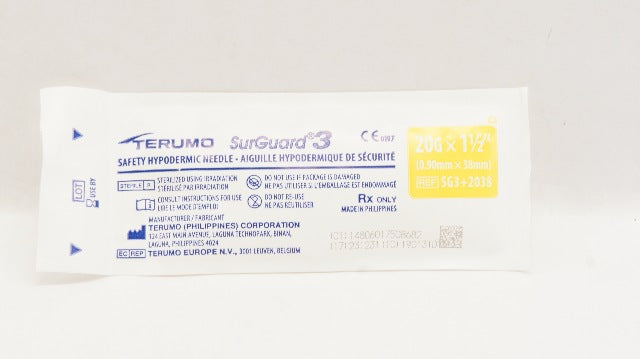 Terumo SG3+2038 SurGuard3 Safety Hypodermic Ndle 1-1/2inch