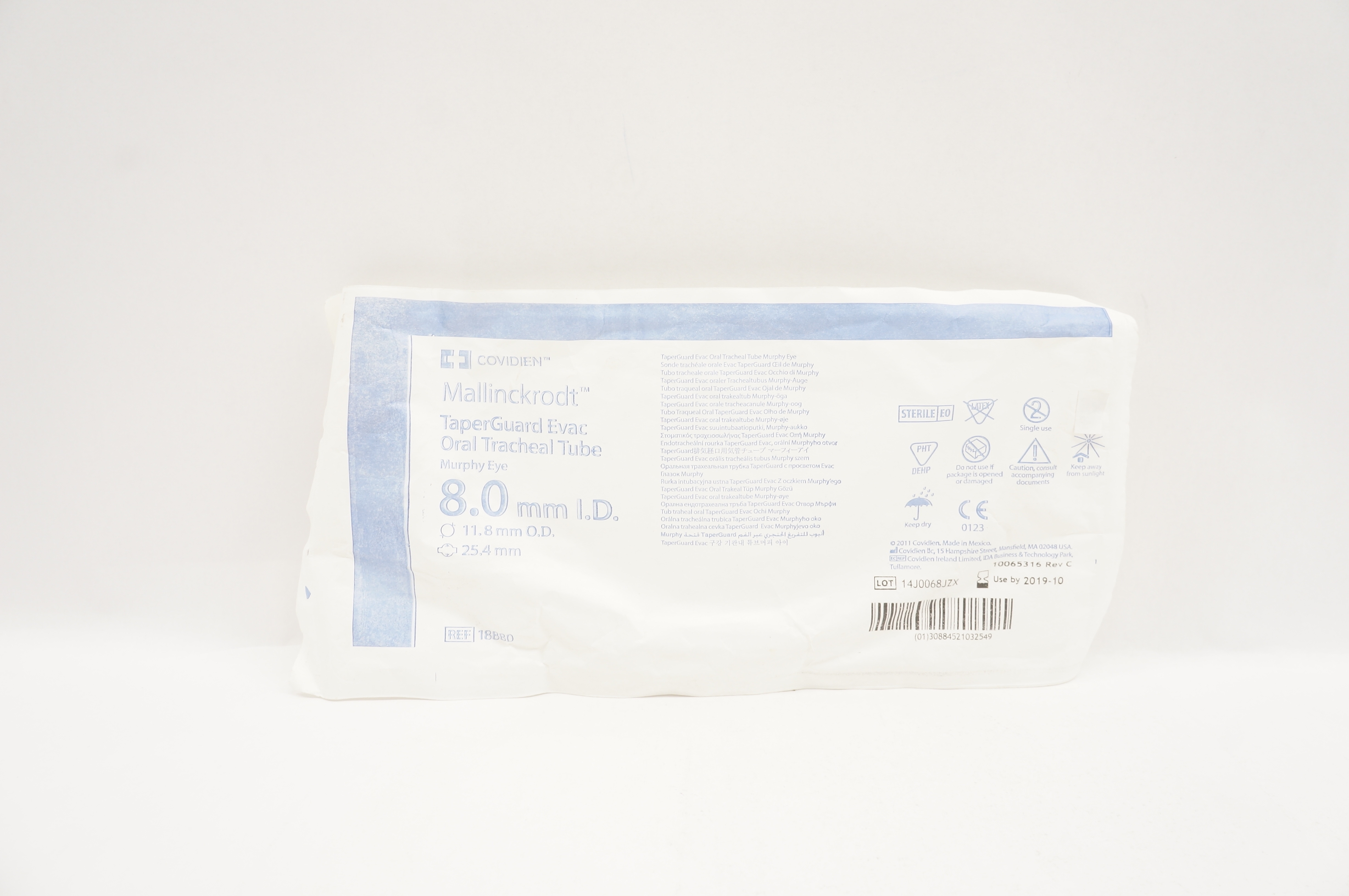 Covidien 18880 Shiley TaperGuard Evac Oral Tracheal Tube 8.0mm ID x 11.8mm OD(x)