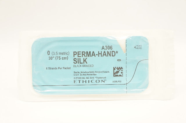 Ethicon A306 0 Perma-Hand Silk Black Braided Surgical Stre 30 inch (x)