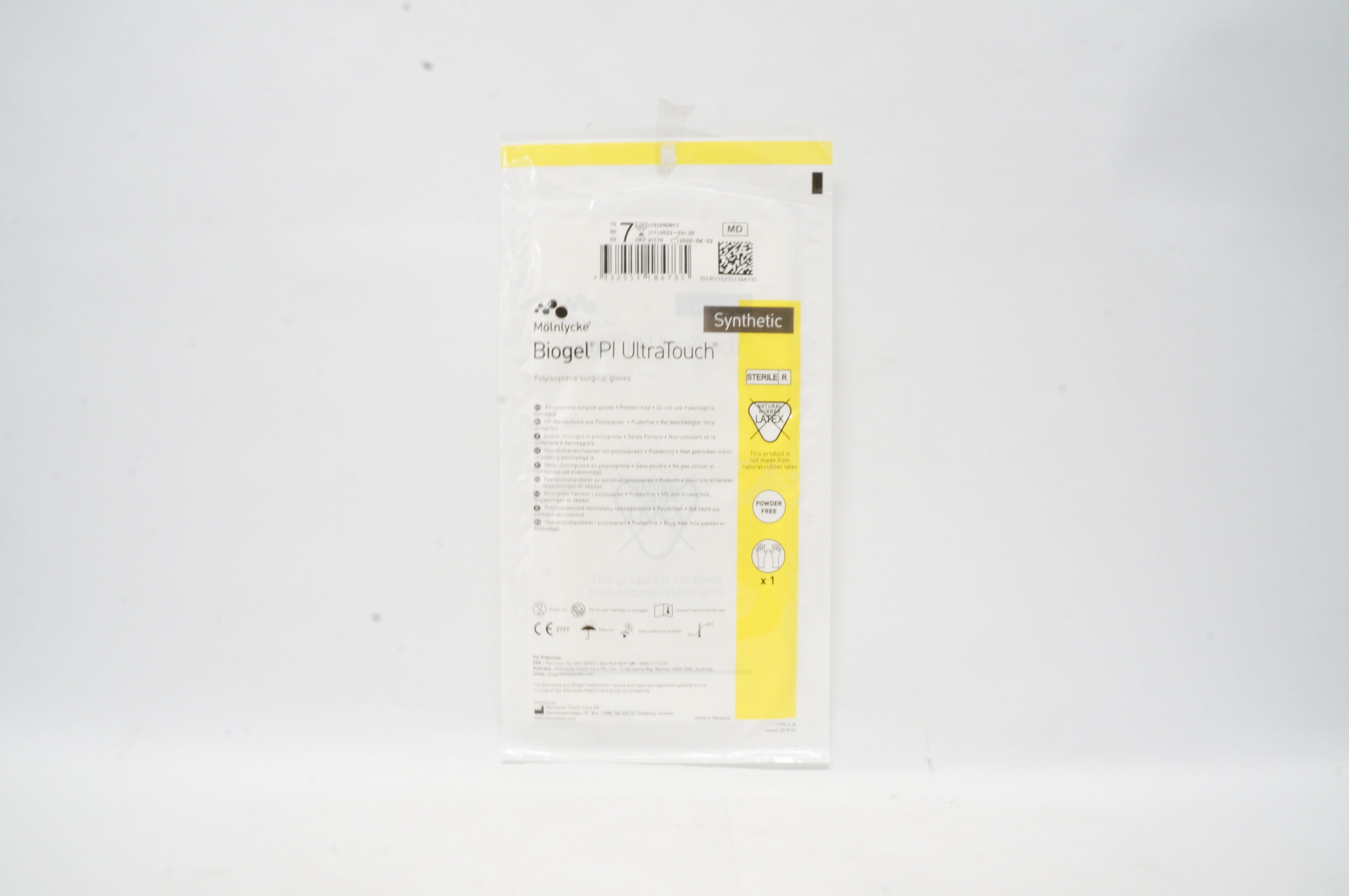 Molnlycke Healthcare 41170 Biogel Pl UltraTouch Synthetic Surgical Gloves Size 7