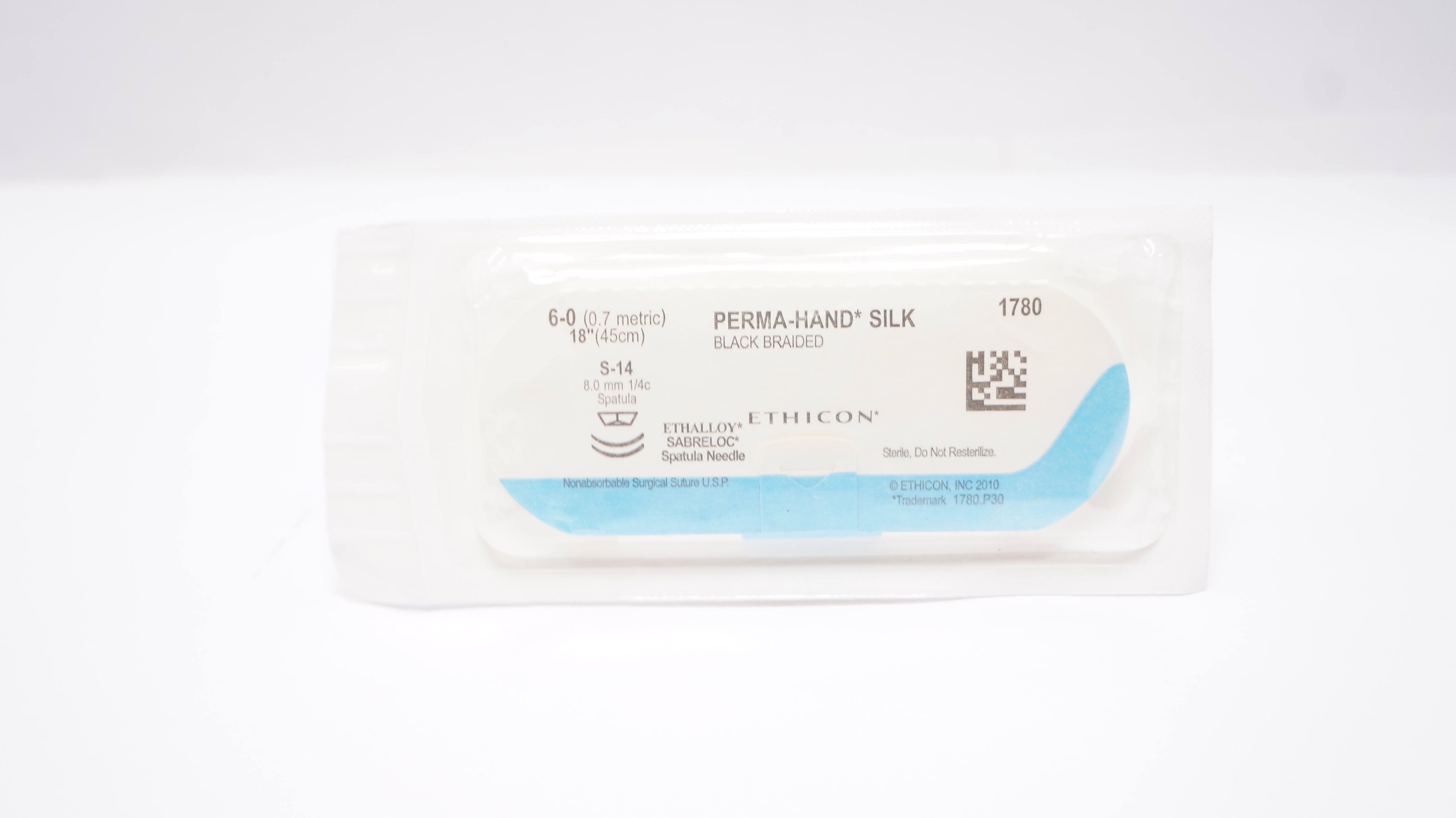 Ethicon 1780 Perma-Hand Silk 6-0 18in. S-14 8.0mm Spatula Needle Suture