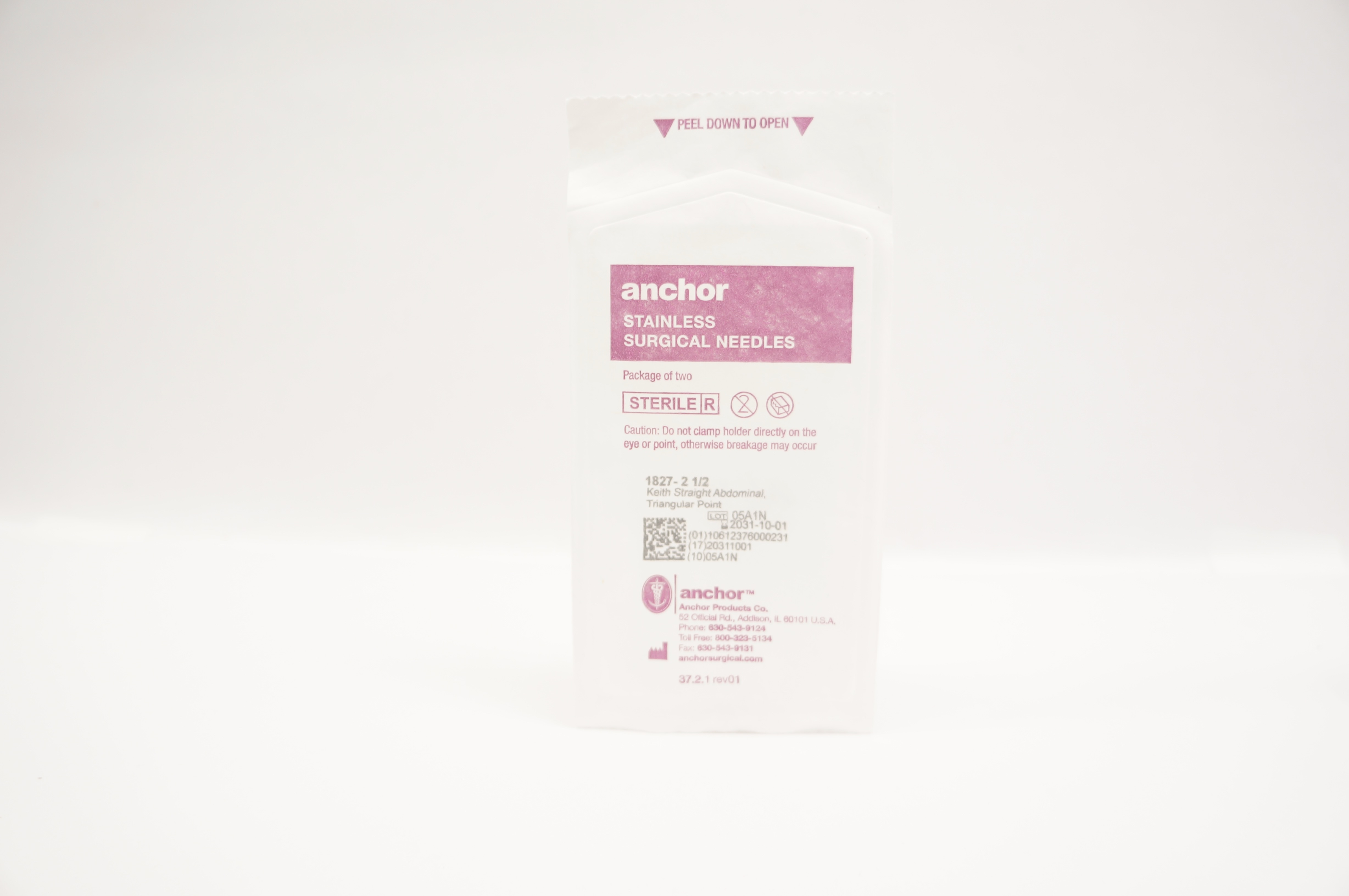 Anchor 1827-2 1/2 Surgical Ndles Keith Straight Abdominal - Pack of 2