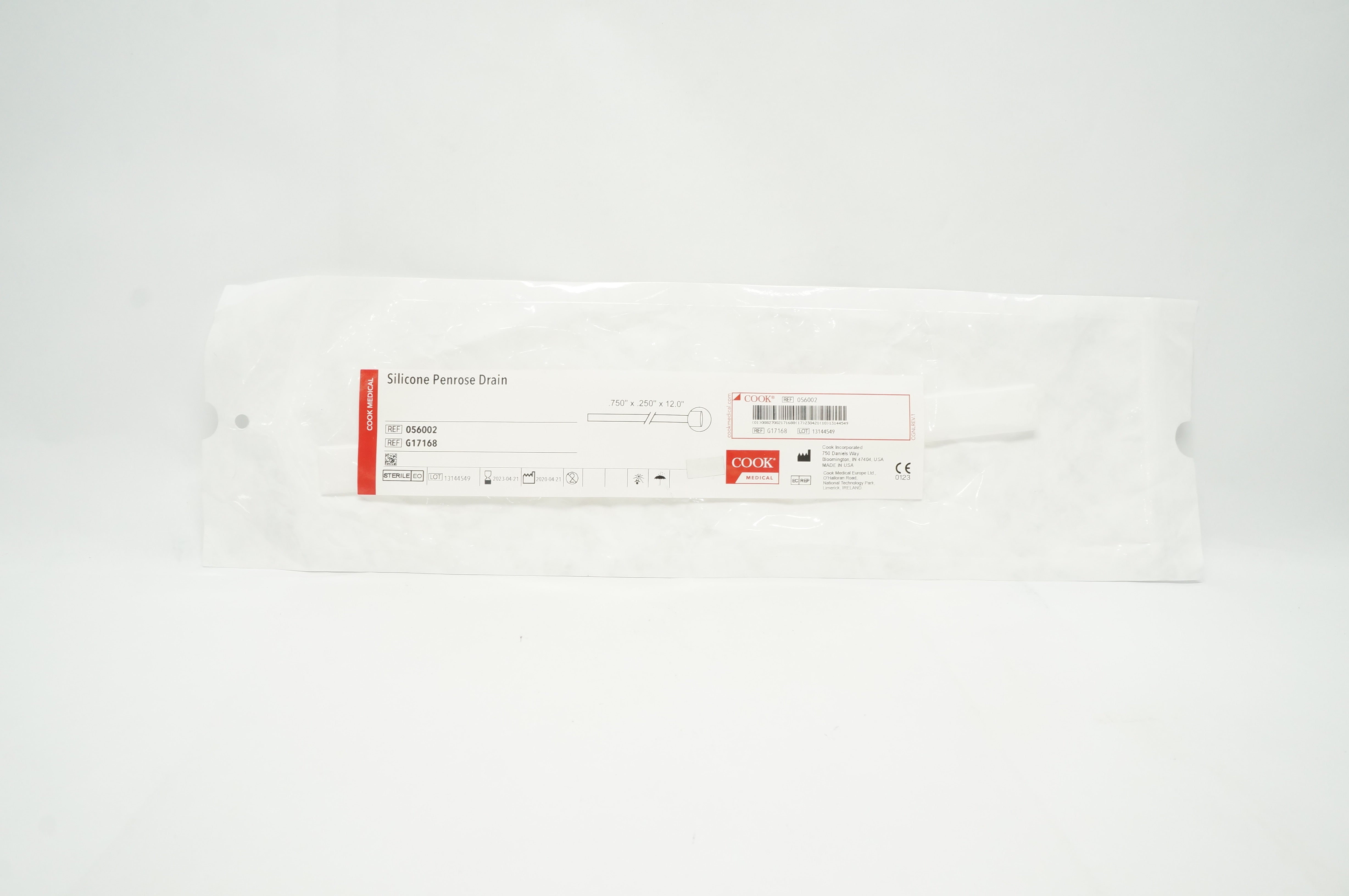 Cook Medical G17168 Silicone Penrose Drain .750 x.250 x 12.0inch