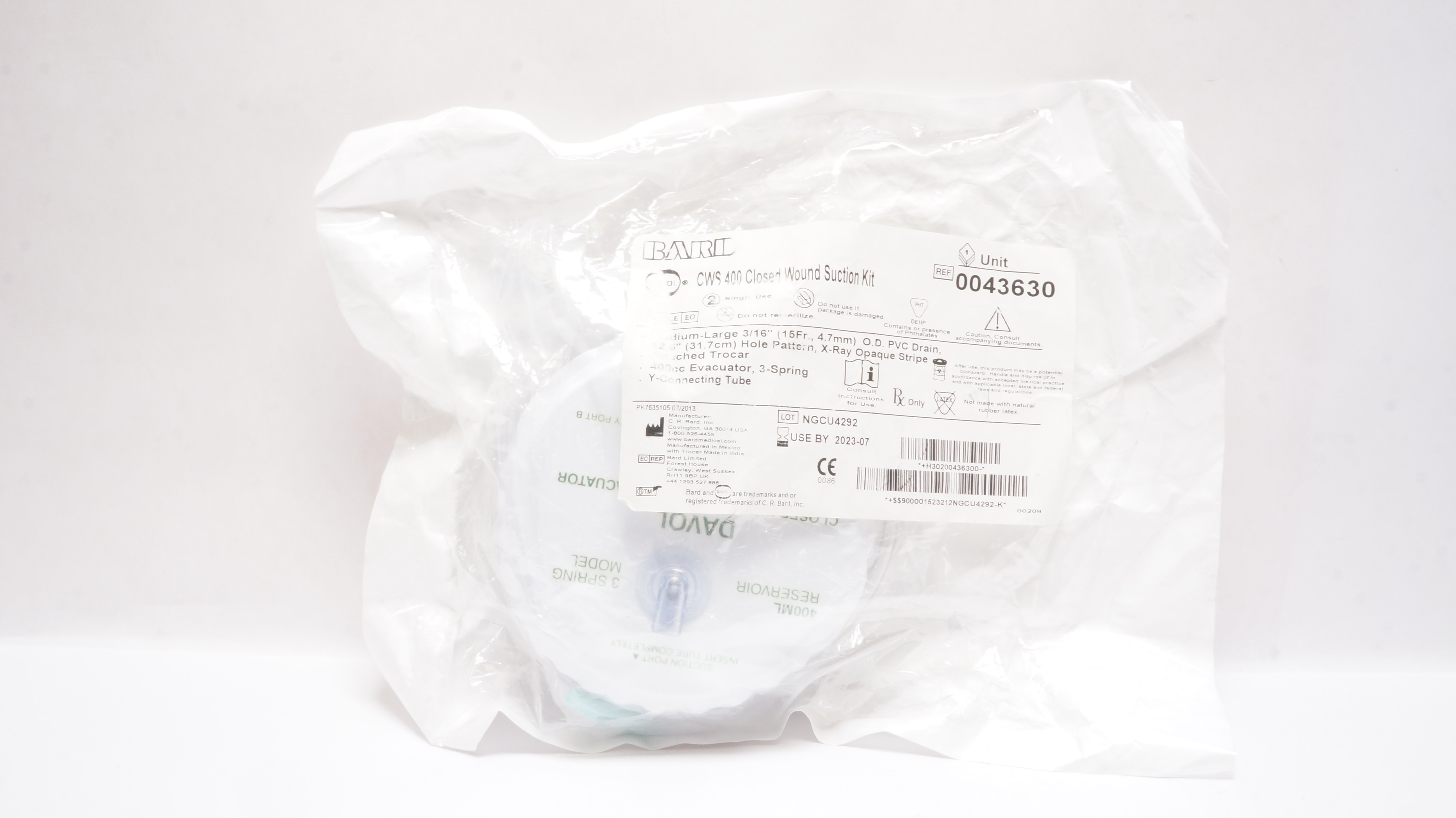 Bard 0043630 Davol CWS 400 Closed Wound Suction Kit